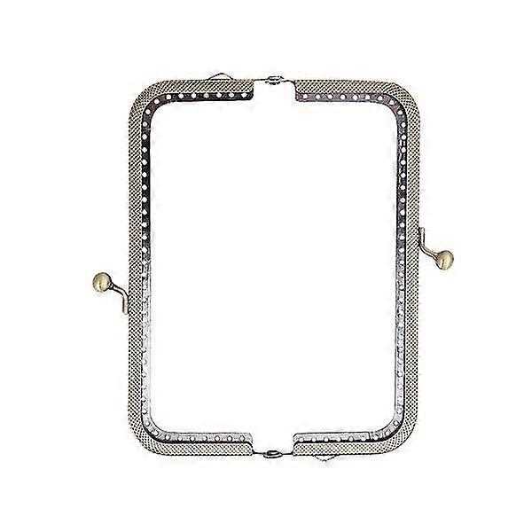 15cm retro square iron coin purse frame with decorative beads.
