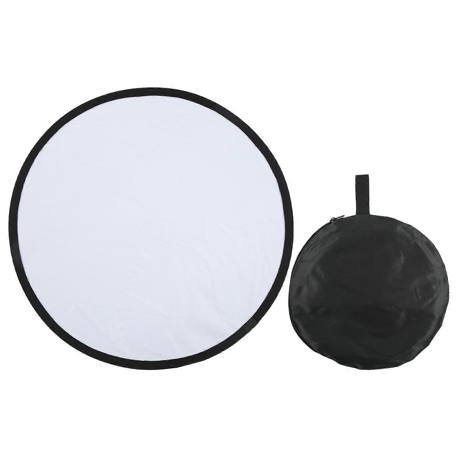 Silver White 2 In1 Reflector Portable Round Photography Light Reflector for Live Lighting 60cm / 23.6in
