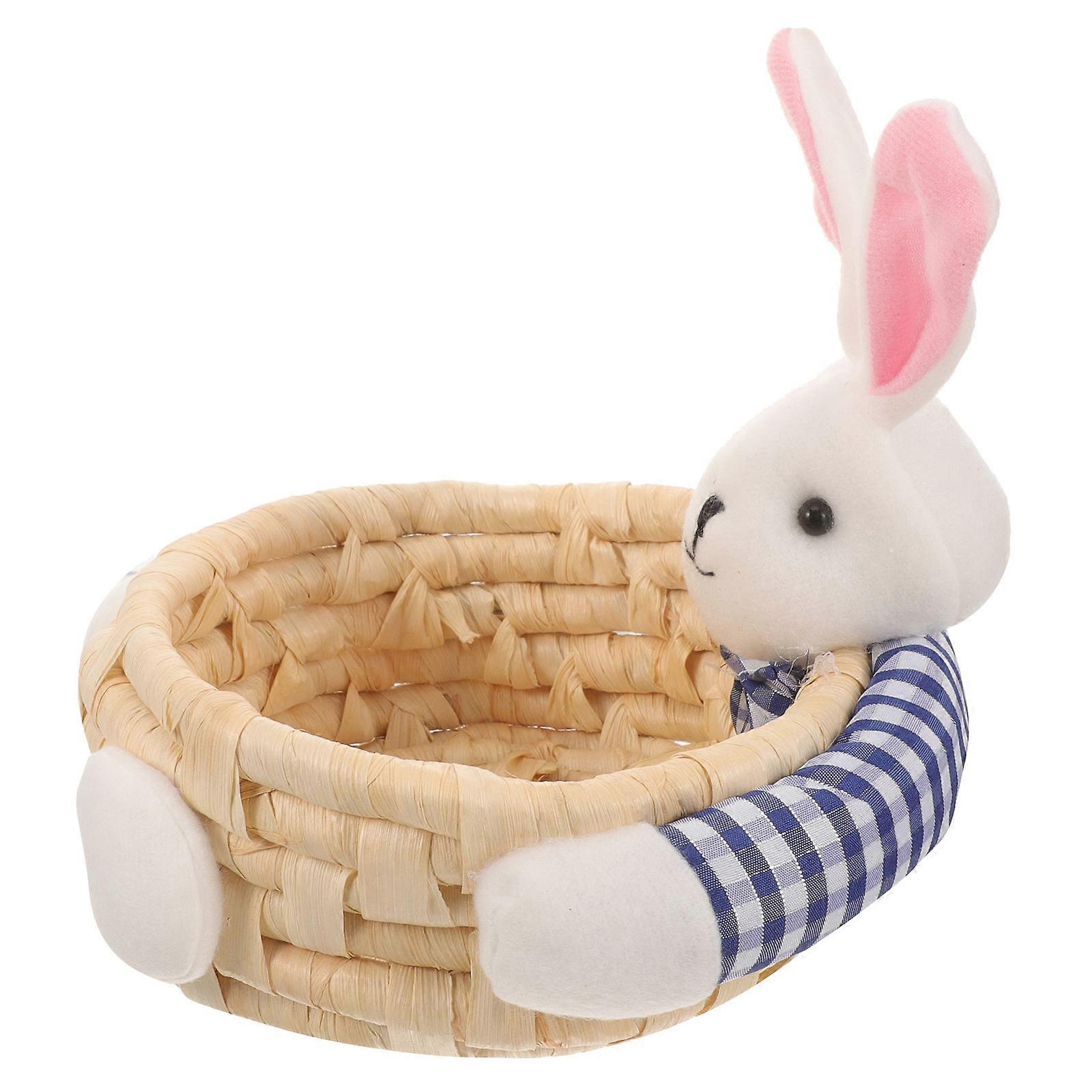 Woven Storage Basket Snack Holder Decorative Basket Home Use Rabbit Shape Multi Color Organization 1Set