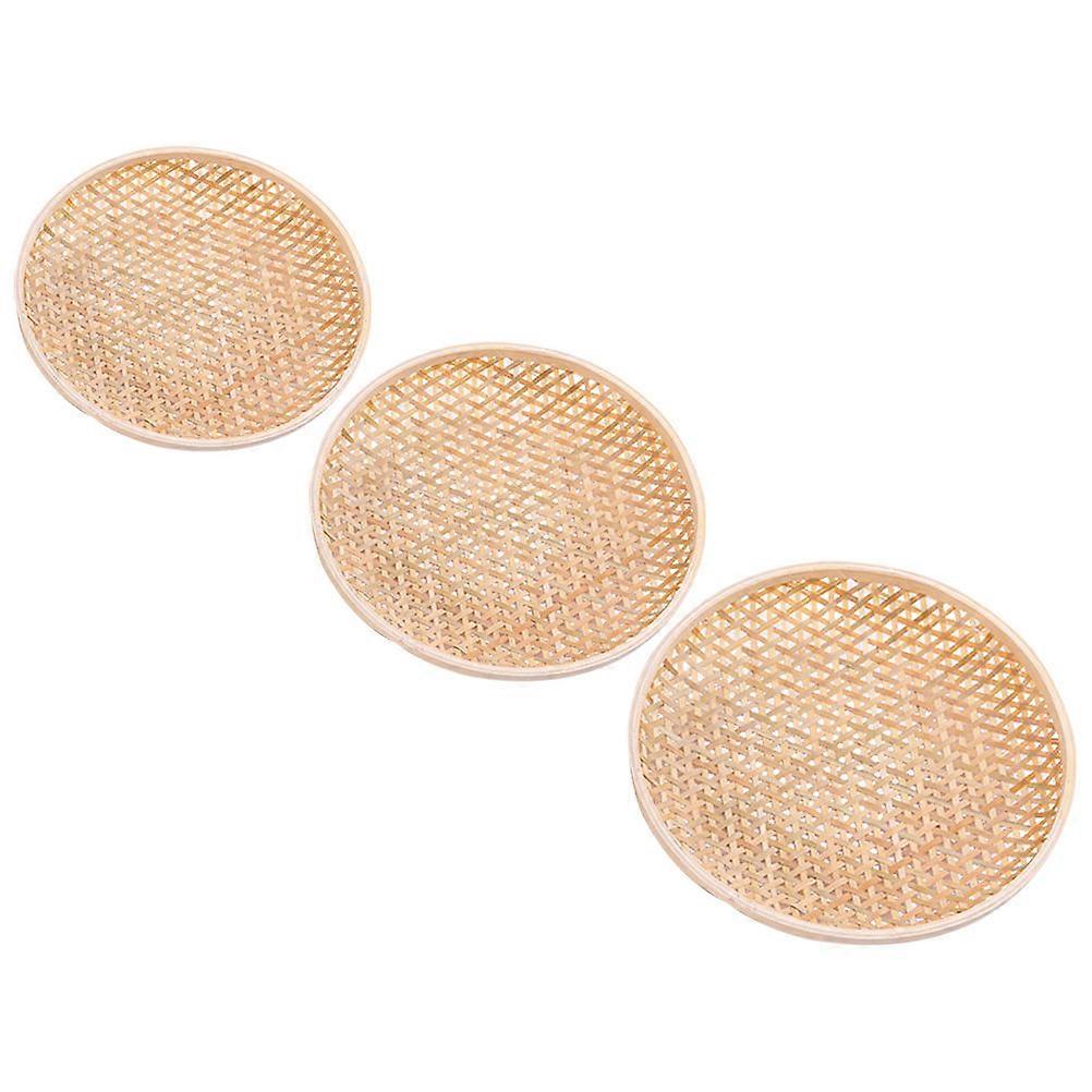 3pcs Bamboo Woven Baskets Woven Craft Basket Storage Baskets