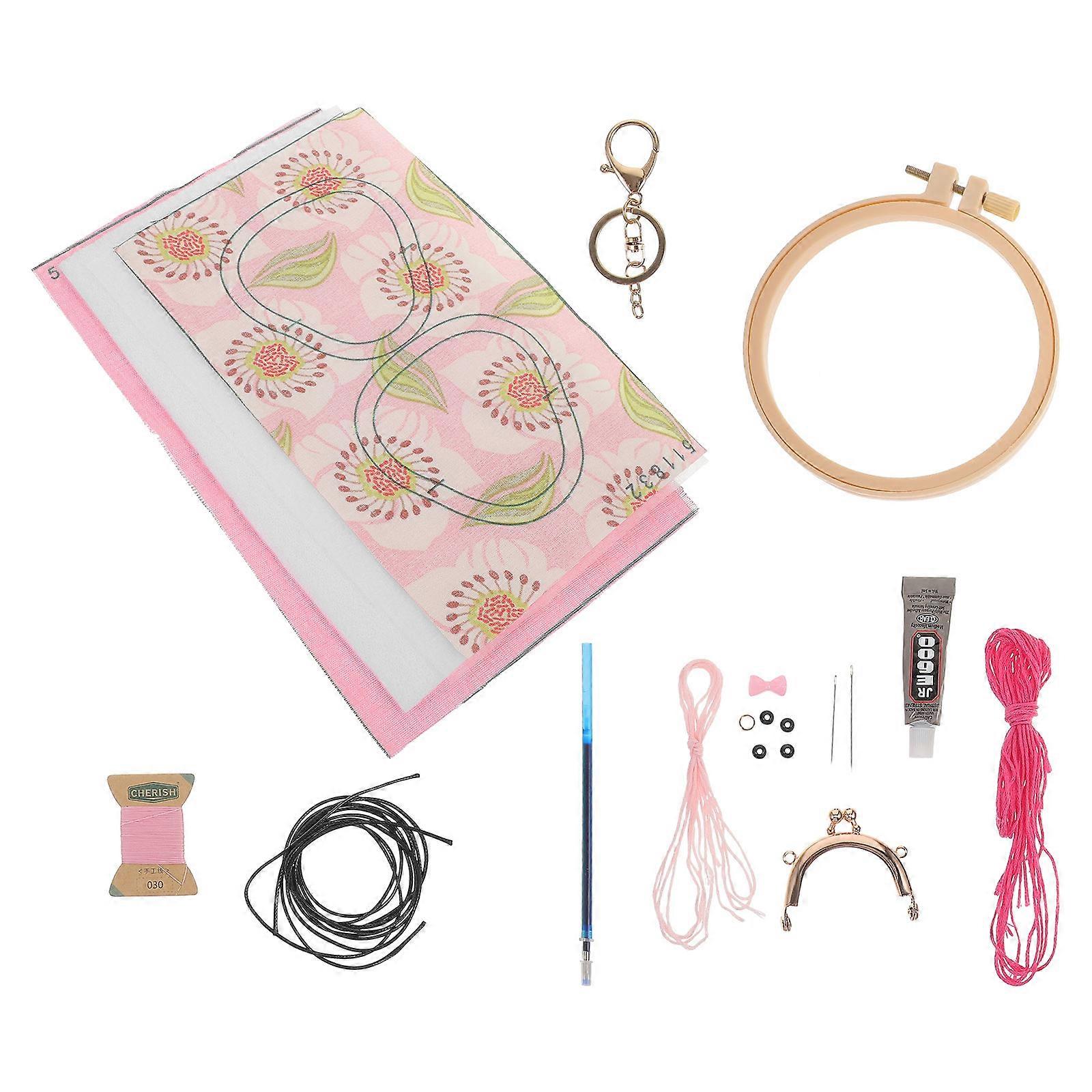 Diy Embroidery Coin Purse Kit With Lock Frame Patterned Cloth And Accessories For Women