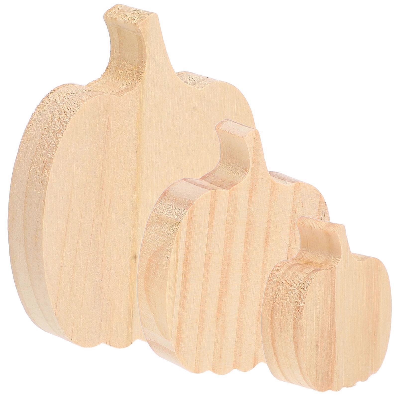 3 stk uferdig tre gresskar dekor for høst thanksgiving høst skrivebord ornament høst dekorative rekvisitter