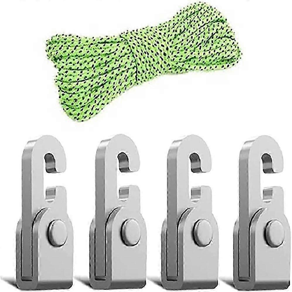 4pcs Self-Locking Auto Lock Hook Easy Tighten Rope Kit Hanging Fixing Tools Outdoor Camping Tent Hooks