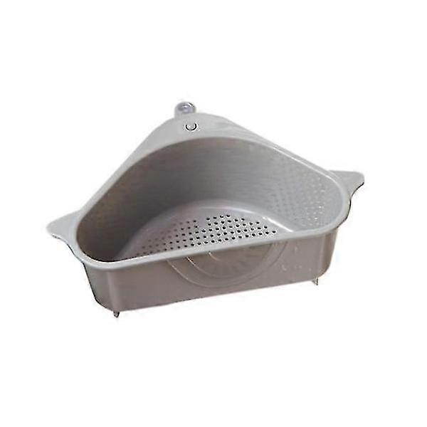 Triangular Storage Shelf Sink Filter Tray Drip Strainer Over Sink (Gray)