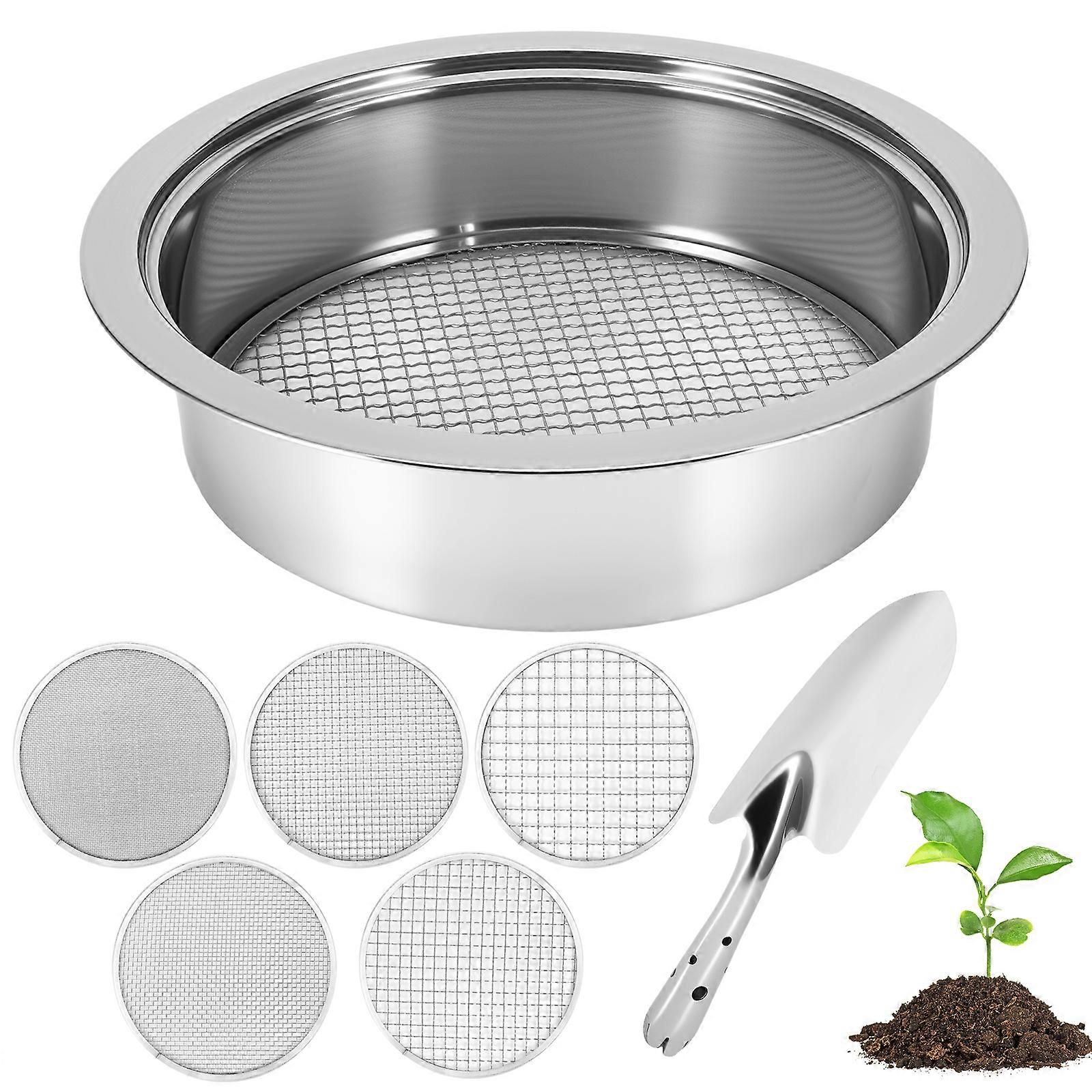 Detachable 5-Piece Replaceable Mesh Soil Sieve Set