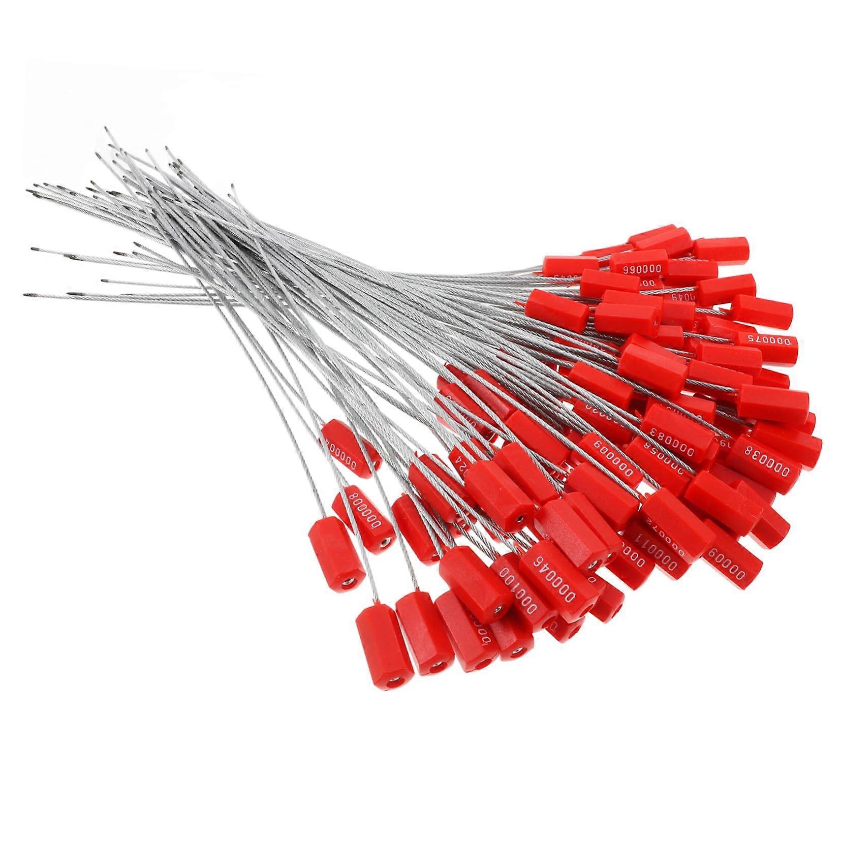 Disposable Seals with Numbering, 100 Pack High Security Wire Seals for Trucks, Galvanised ABS Steel Cable Ties