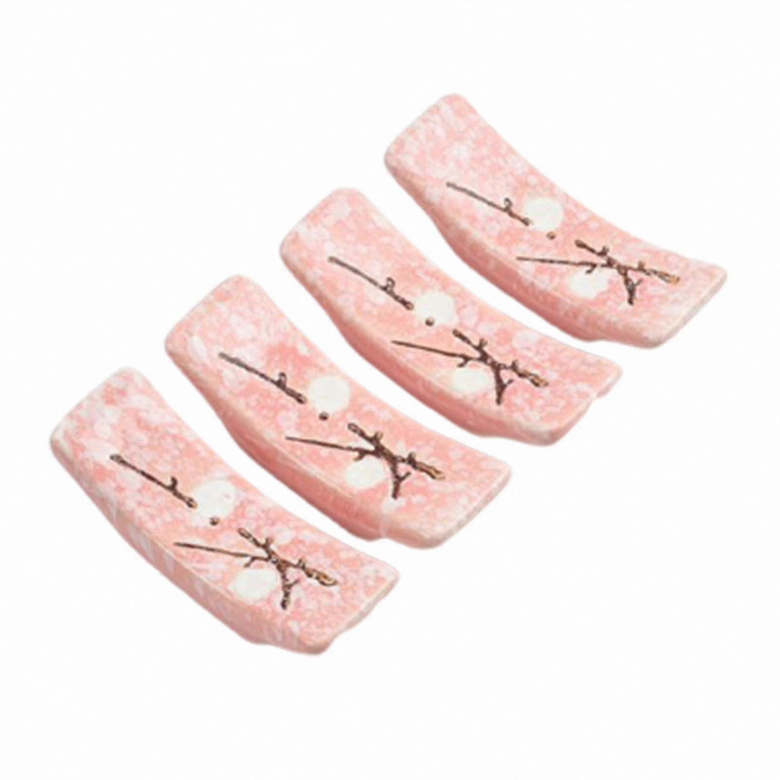 4-Piece Ceramic Spoon and Chopstick Rest Set for Kitchen Use Smooth Surface Holder Rack Dinnerware Accessory