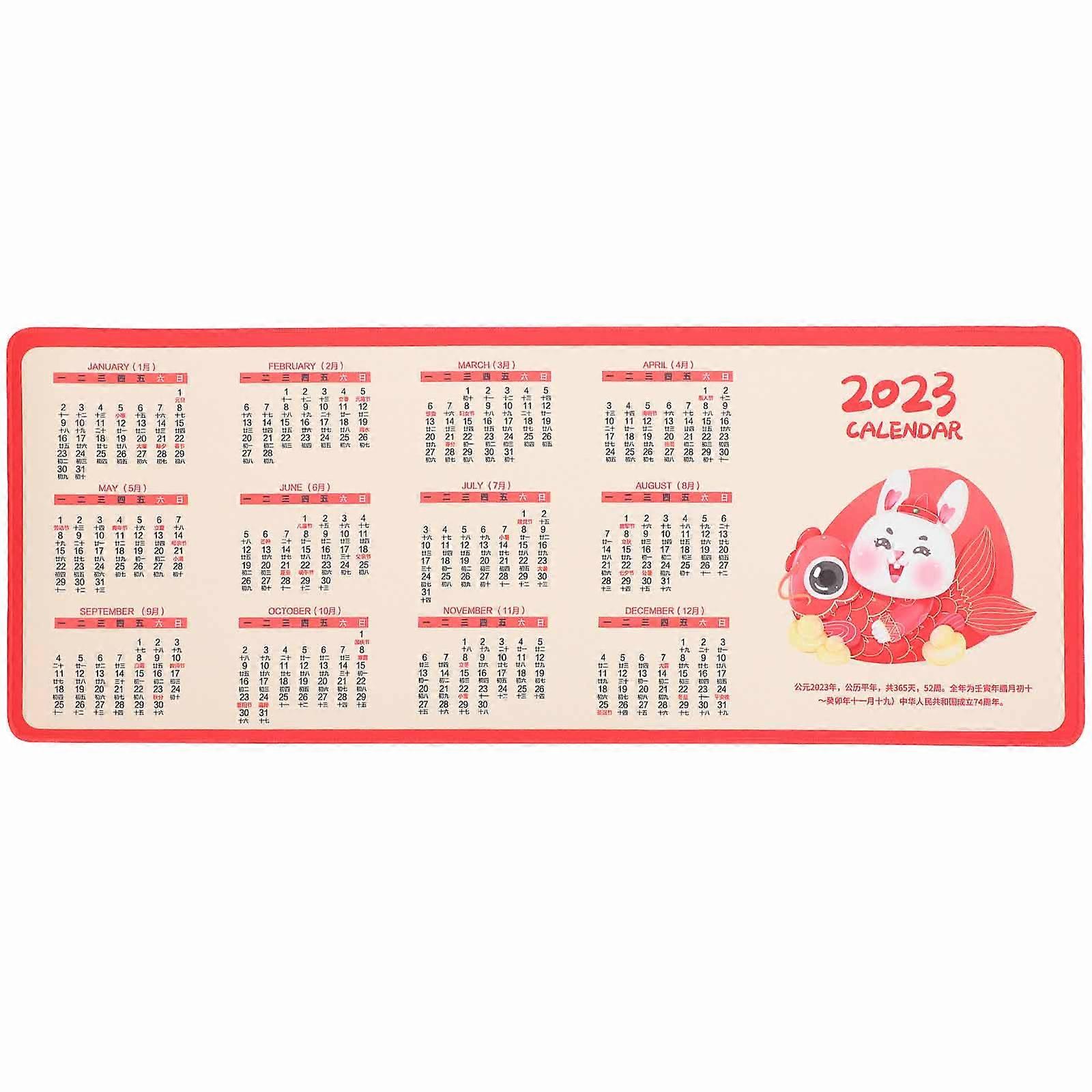 Mouse Pad Calendar 2023 Rectangular Laptop Mouse Pad Multi Color Anti-slip Design For Office Home 1Pcs