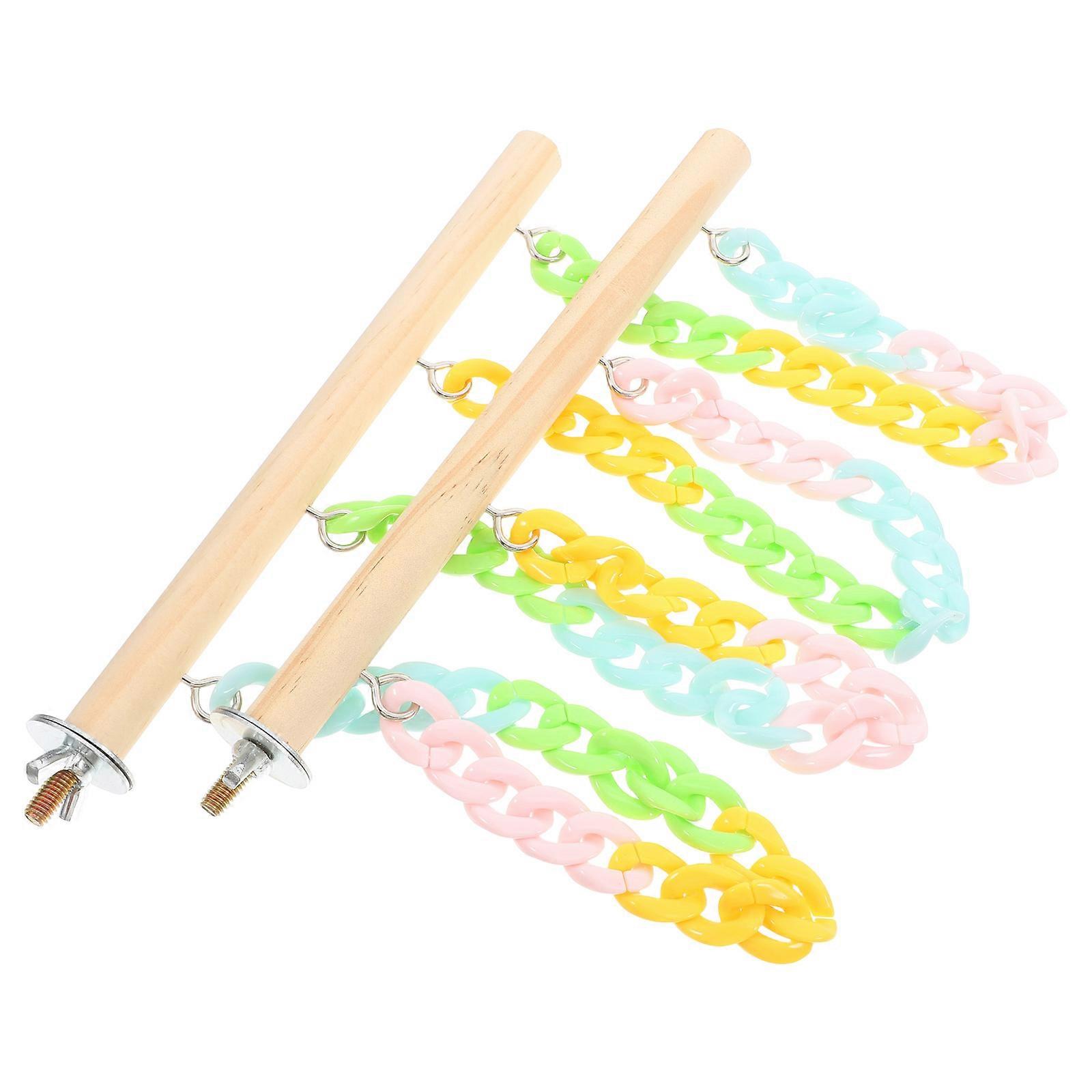 Wooden Climbing Toy with Chain for Small Animals Provides Comfortable Resting Space and Stylish Cage Decoration 7 inches