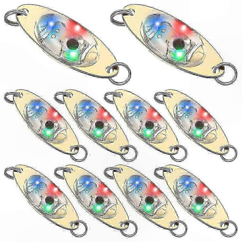 10-Pack LED Underwater Fishing Lures with Flashing Spoons for Bass and Halibut Trolling