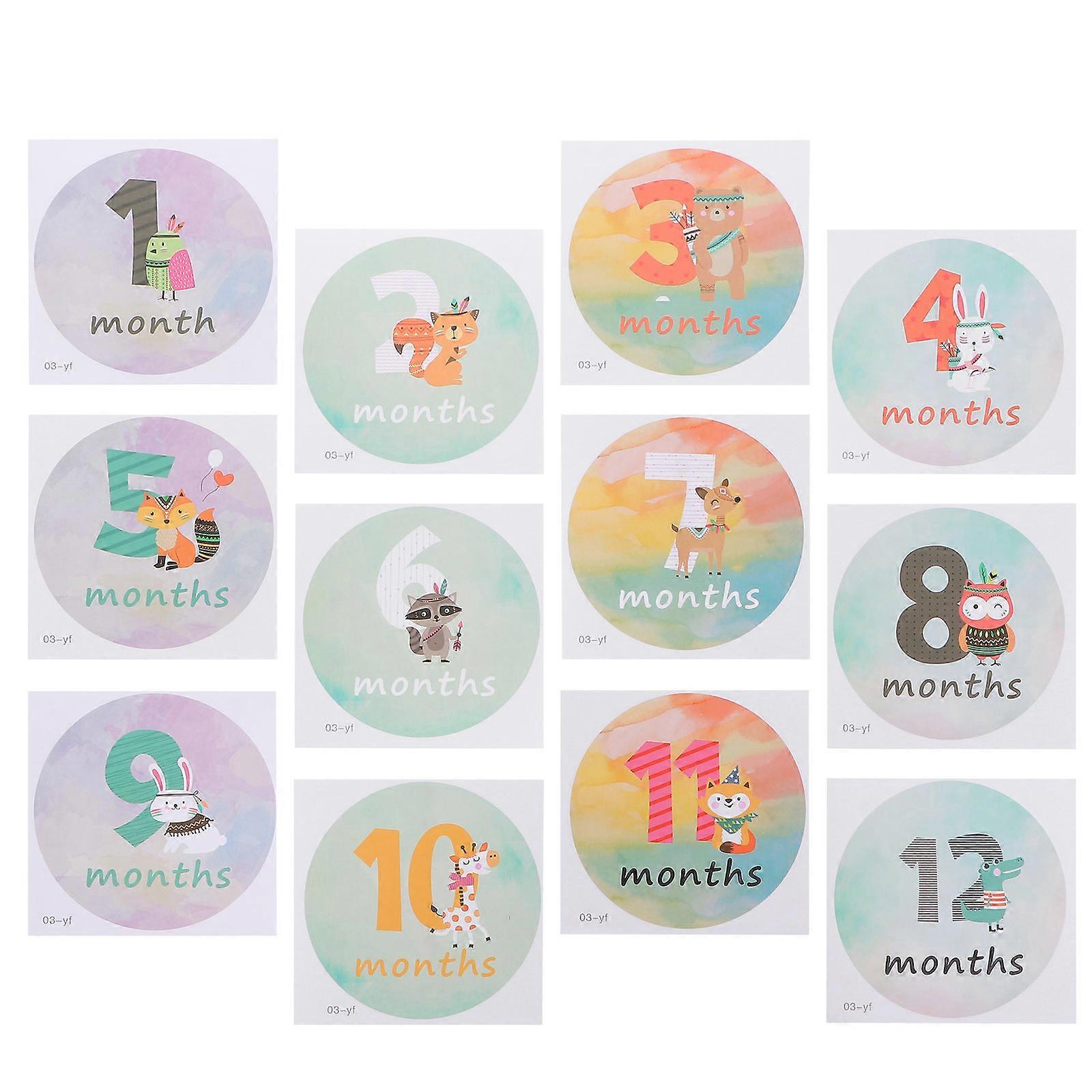 Milestone Stickers 1 Set Assorted Color Monthly Milestone Decals For Baby Photography And Growth Record