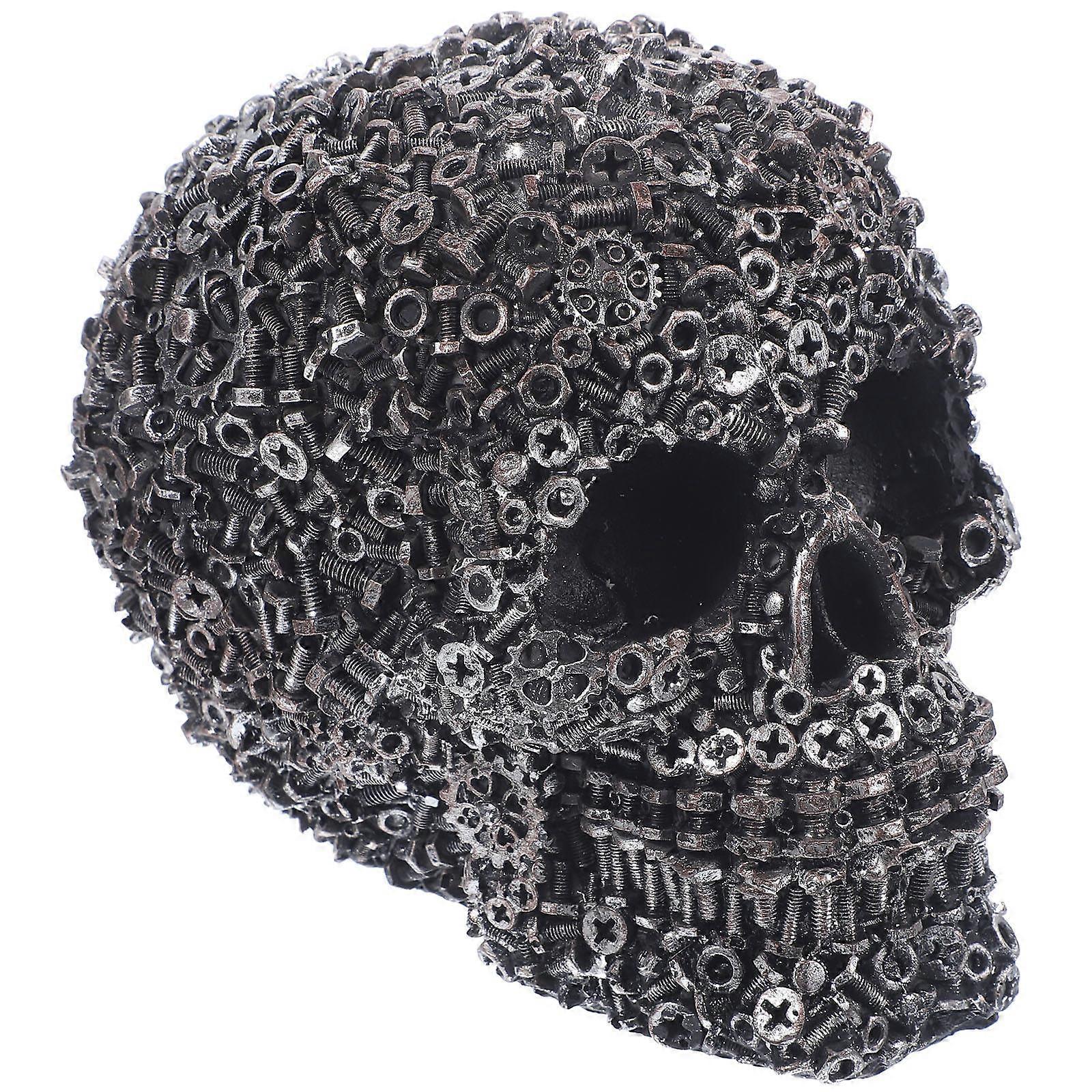 Artificial Skull Ornament Haunted House Decoration Ideal for Theme Parties Size 15.5X12X10.5CM 1Pack
