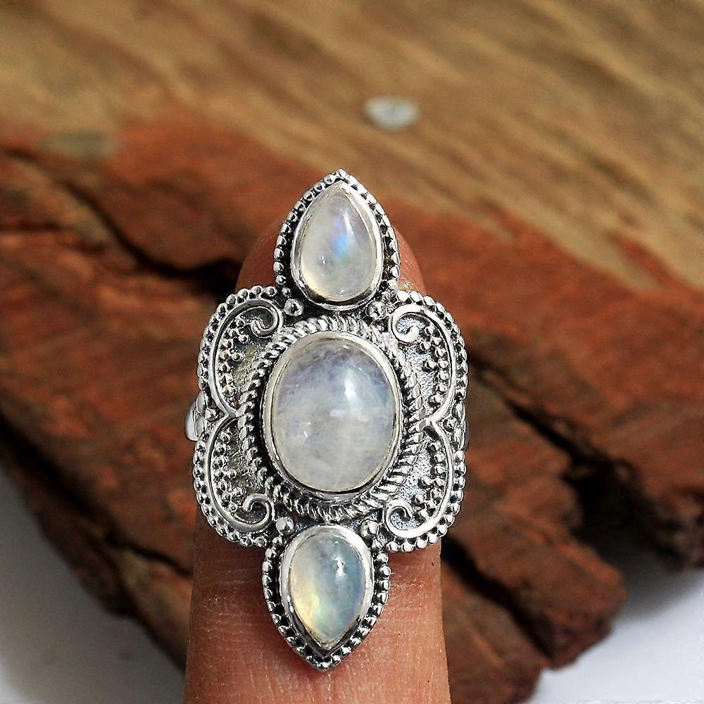 Anello di pietra di luna, anello di istruzione, gioielli in argento, anello di pietre preziose naturali, argento 925, gioielli di pietra portafortuna