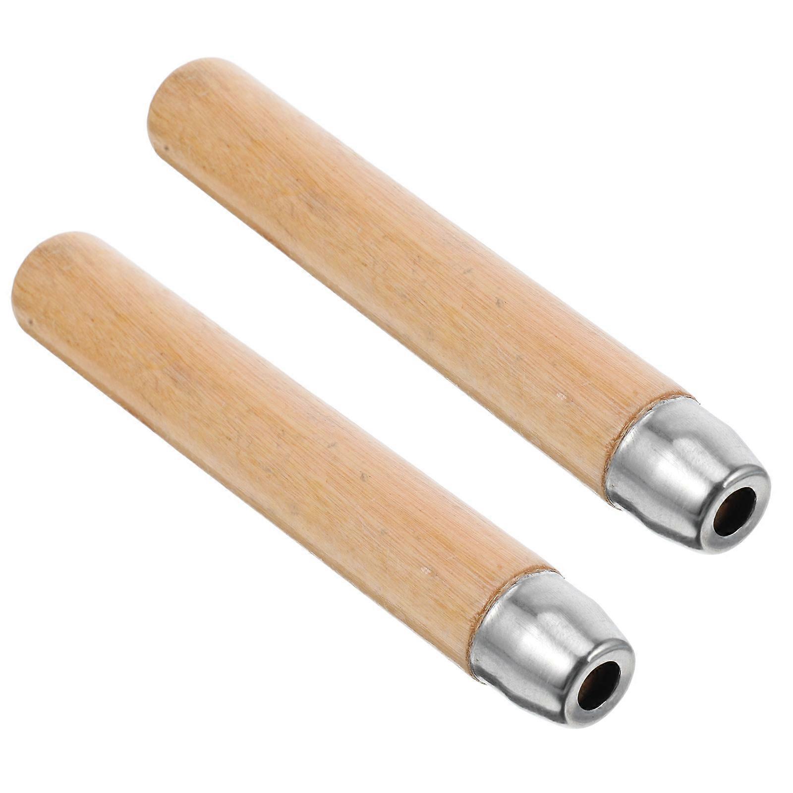 Woodworking Tool Handle Attachment 2Pcs Ergonomic Replacement for Files and Light Yellow Solid Wood Grip Designed for Comfortable Use