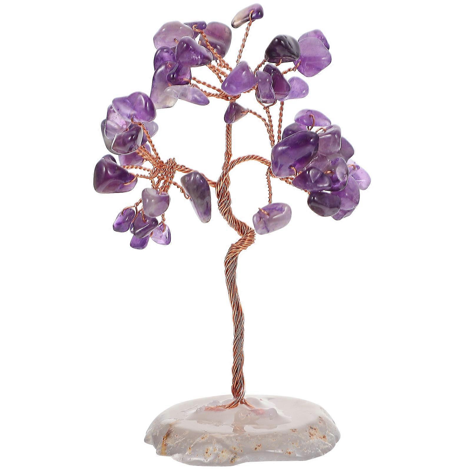 Purple Crystal Artificial Tree Decor for Decorating Home with Iron Wire Base 1Pc