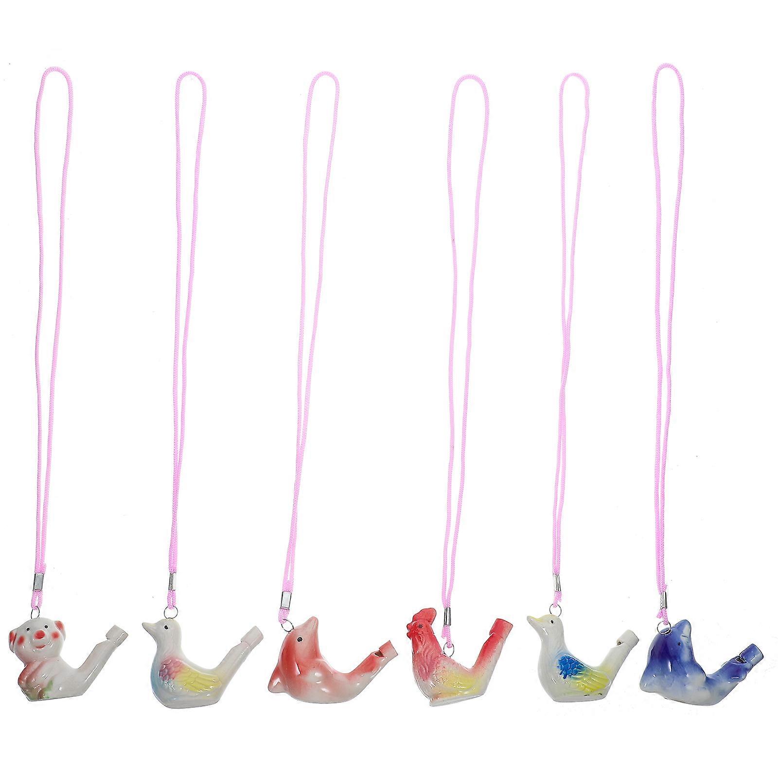 6pcs Colorful Ceramic Water Whistles with Rope for Home Assorted Color Ceramic