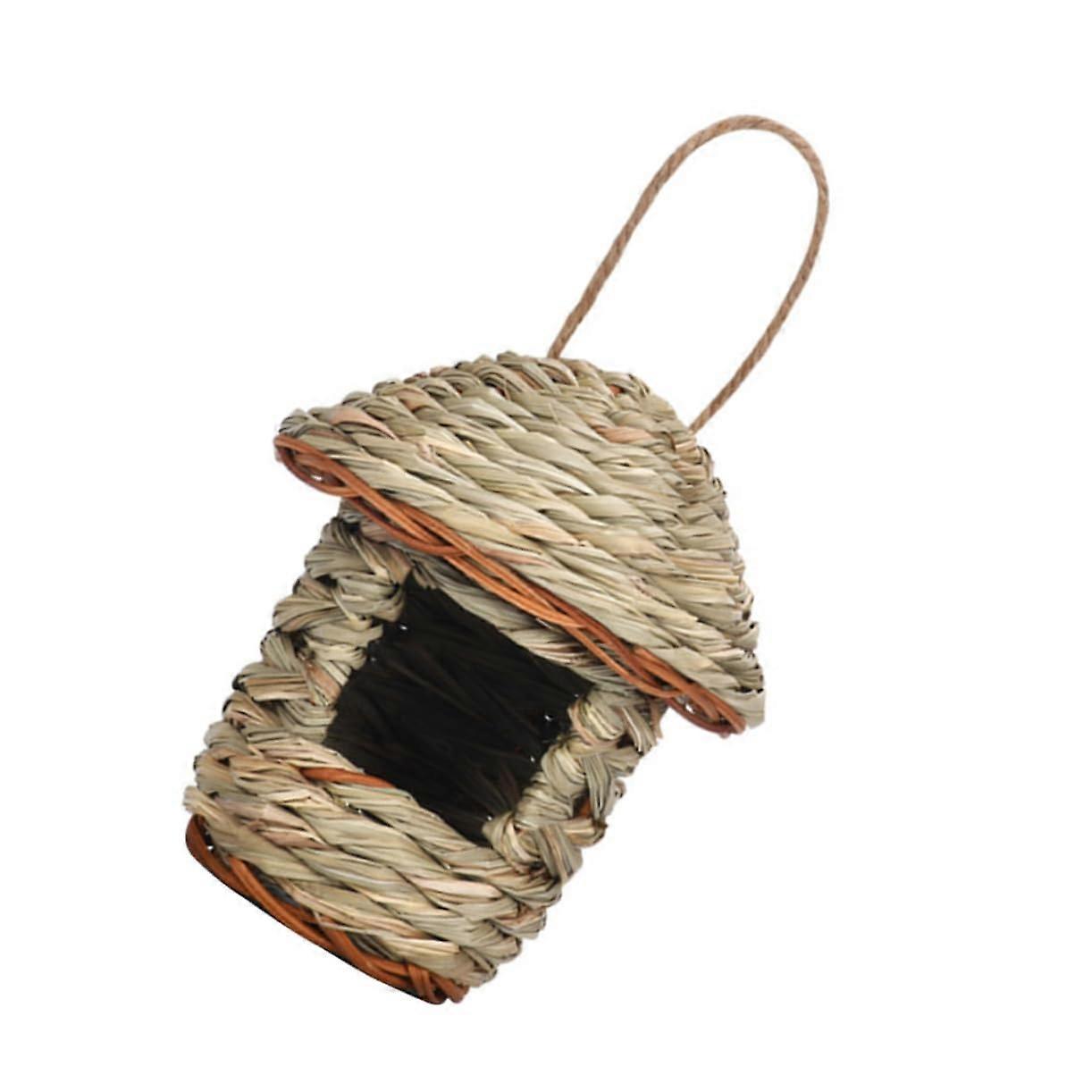 Hanging Birdhouse Made of Natural Rattan and Grass, Handwoven Nest for Garden and Patio, Durable for Bird Enthusiasts