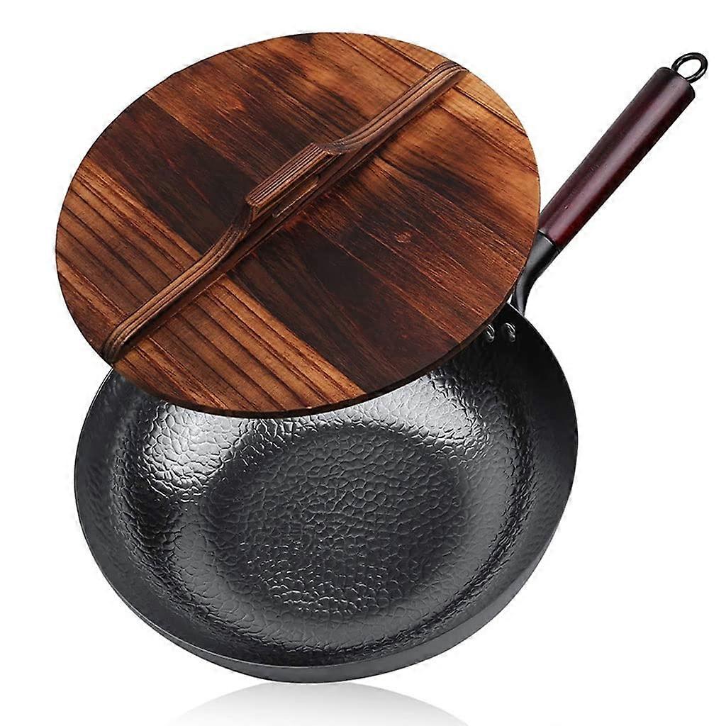 Omelet Traditional Stir Fry Pans Handmade Iron Pot NonStick Pan Cast Iron Pot Suitable for Induction and Gas pan (D 32 cm) Vision