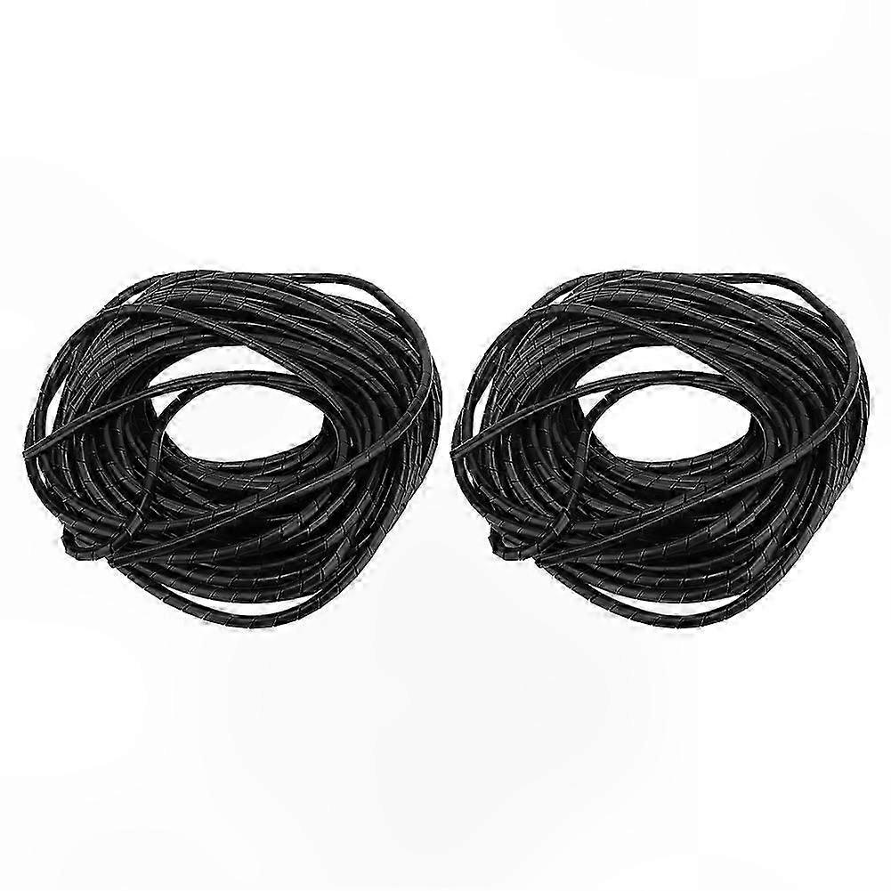 6mm Black PP Spiral Cable Sleeve for Wire Protection Accessory 2 Pack