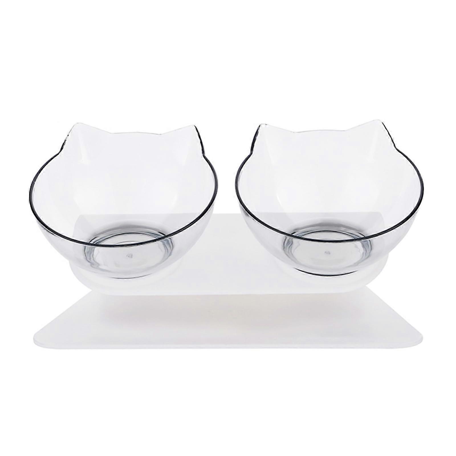 15-Degree Tilted Cat Food Bowl, Double Dishes, Raised With Stand, Type 288, Pet Feeding Basic Bowl