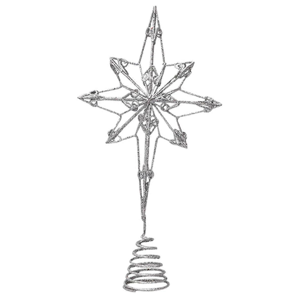 Pointed Star Christmas Tree Topper With Spring Bracket Easy To Install Festive Ornament For Christmas Tree And Holiday Party Decorations
