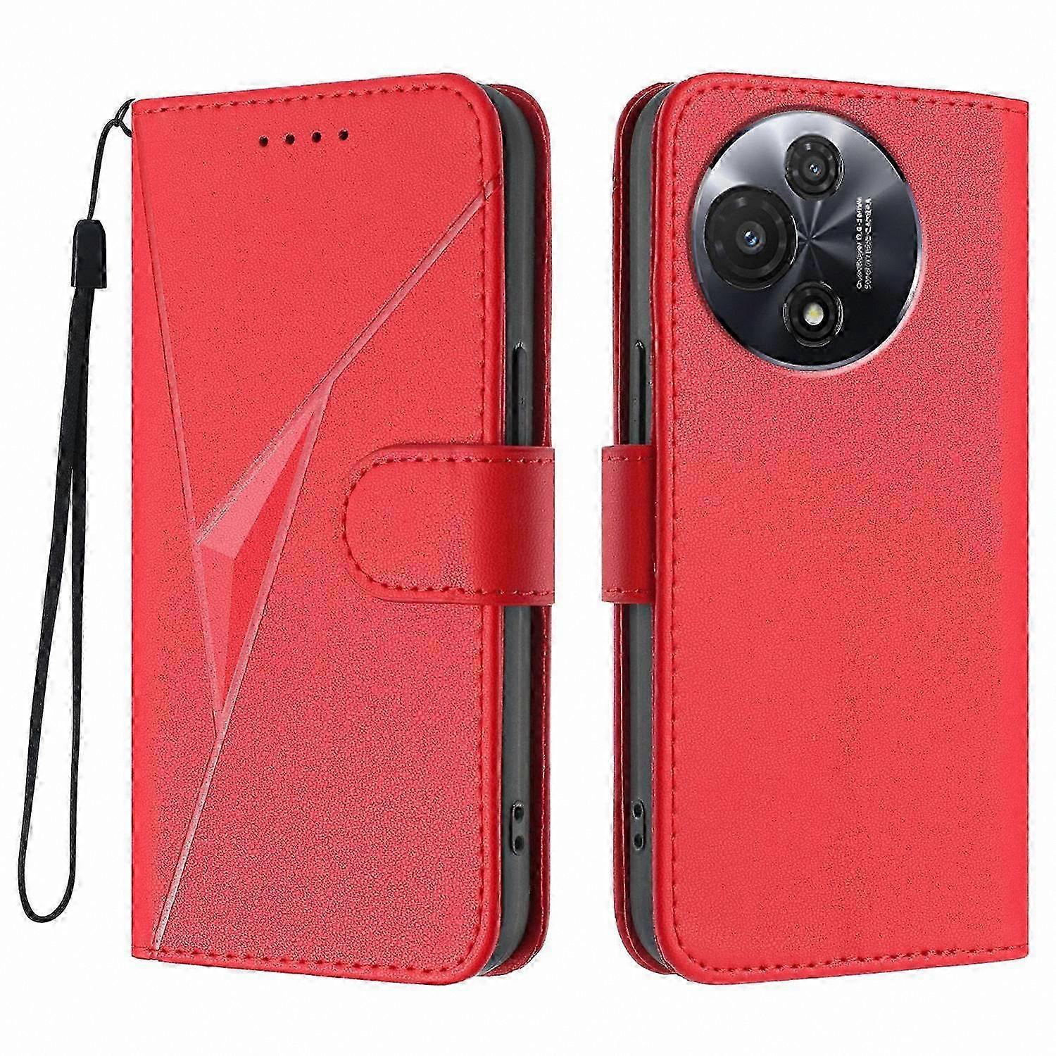 Triangle Pattern Leather Phone Case with Lanyard for 60R 5G Model