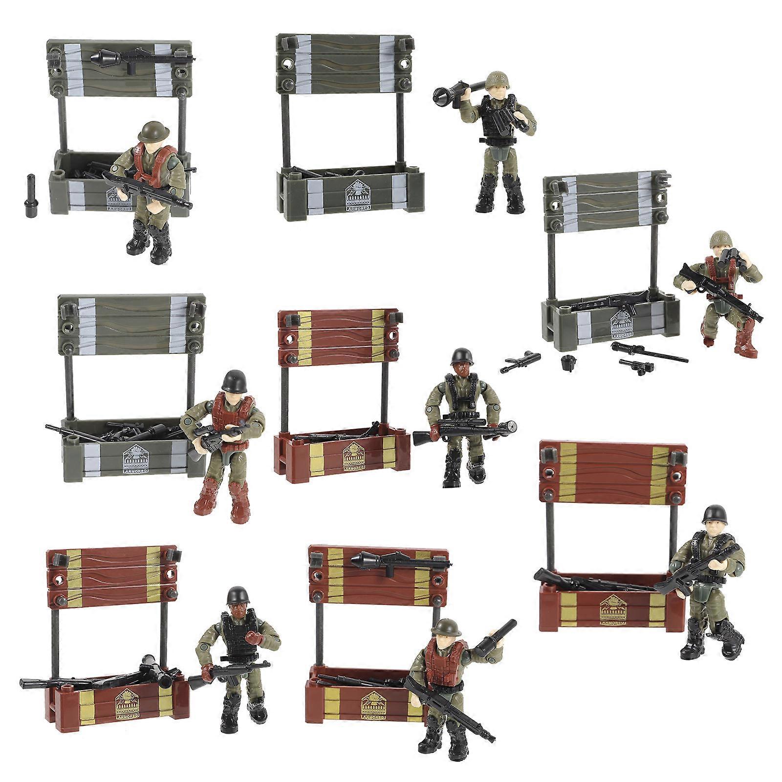 Mini Figures Soldier Shaped Figurines Mini Garden Layouts Plastic Assorted Color Joint Movement 8Pcs