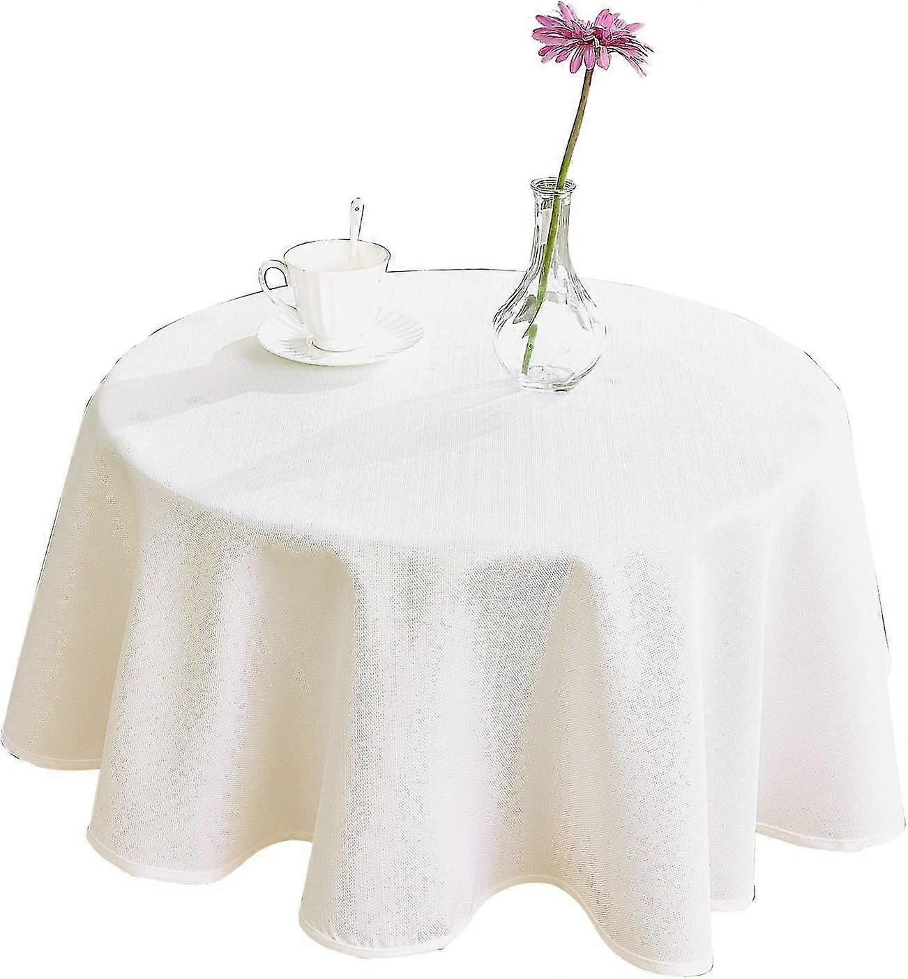 Toalha de Mesa Redonda de Linho de 47 Polegadas Resistente a Manchas Natural para Festa em Casa