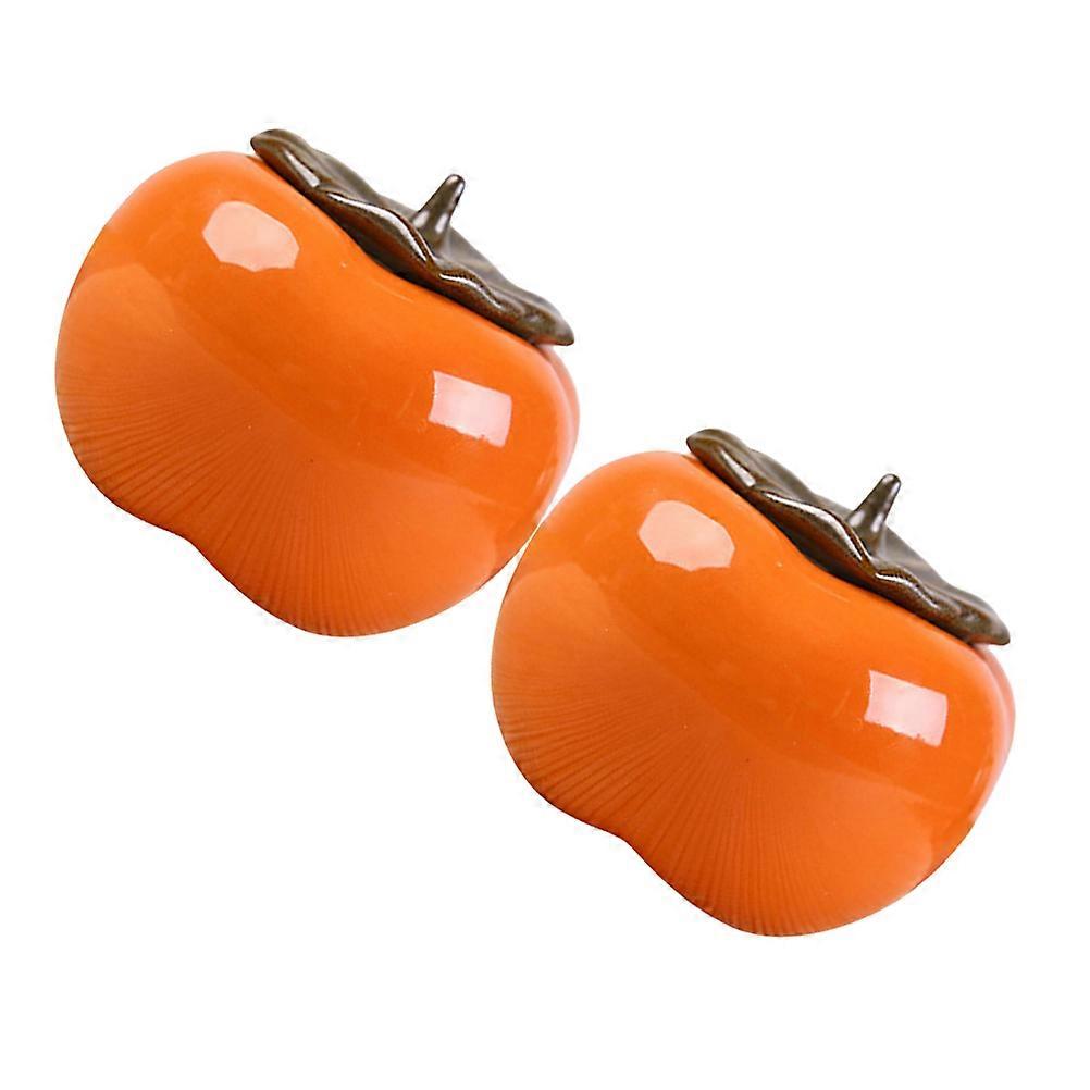 Tea Container Jar Persimmon Shape Jars Homeowners Orange Ceramic Moisture-Proof 2Pcs