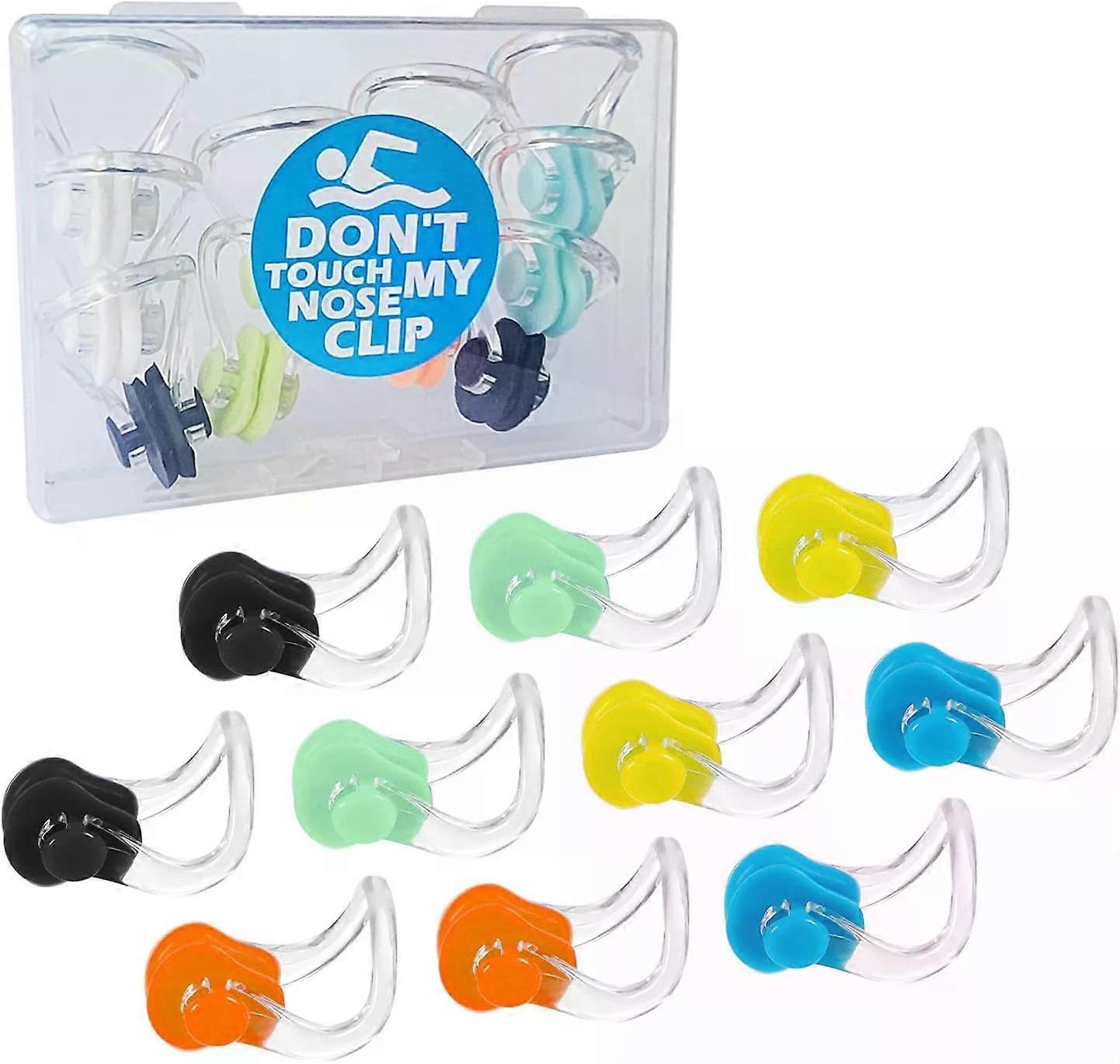 Nose Clip, 10Pcs Swimming Nose Plugs for Kids and Adults, Multi-Color, Comfortable Soft Rubber
