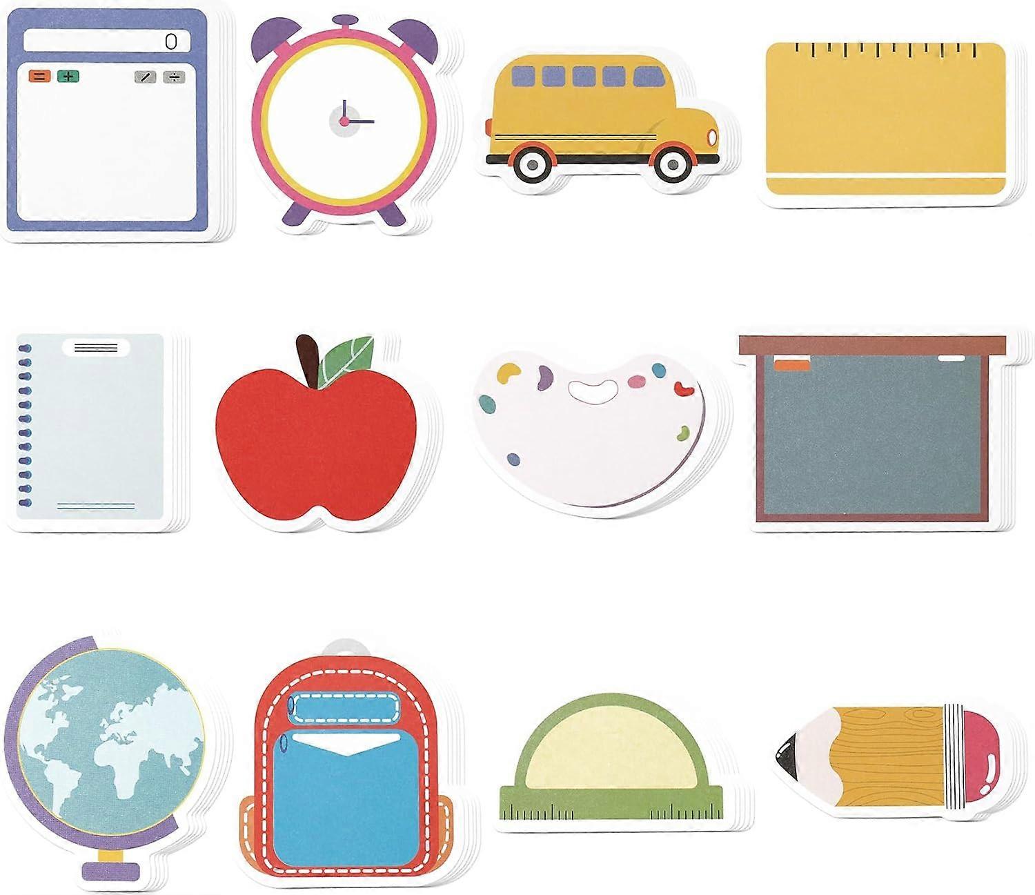12 Pack 360 Sheets Back to School Sticky Notes,Pencil, Ruler, Apple