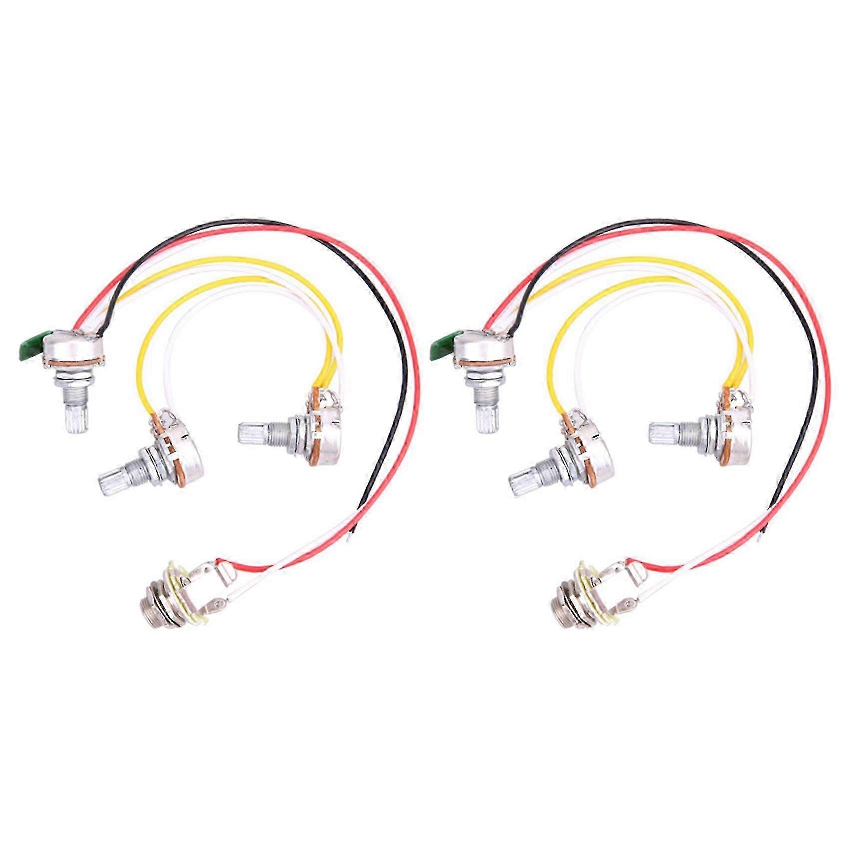 2 Sets of Prewired Bass Guitar Wiring Harness with 3-500K Pots