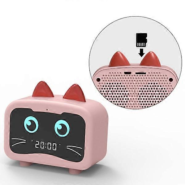 Children's Cartoon Cat-Shaped Alarm Clock Bluetooth Speaker LED Table Clock