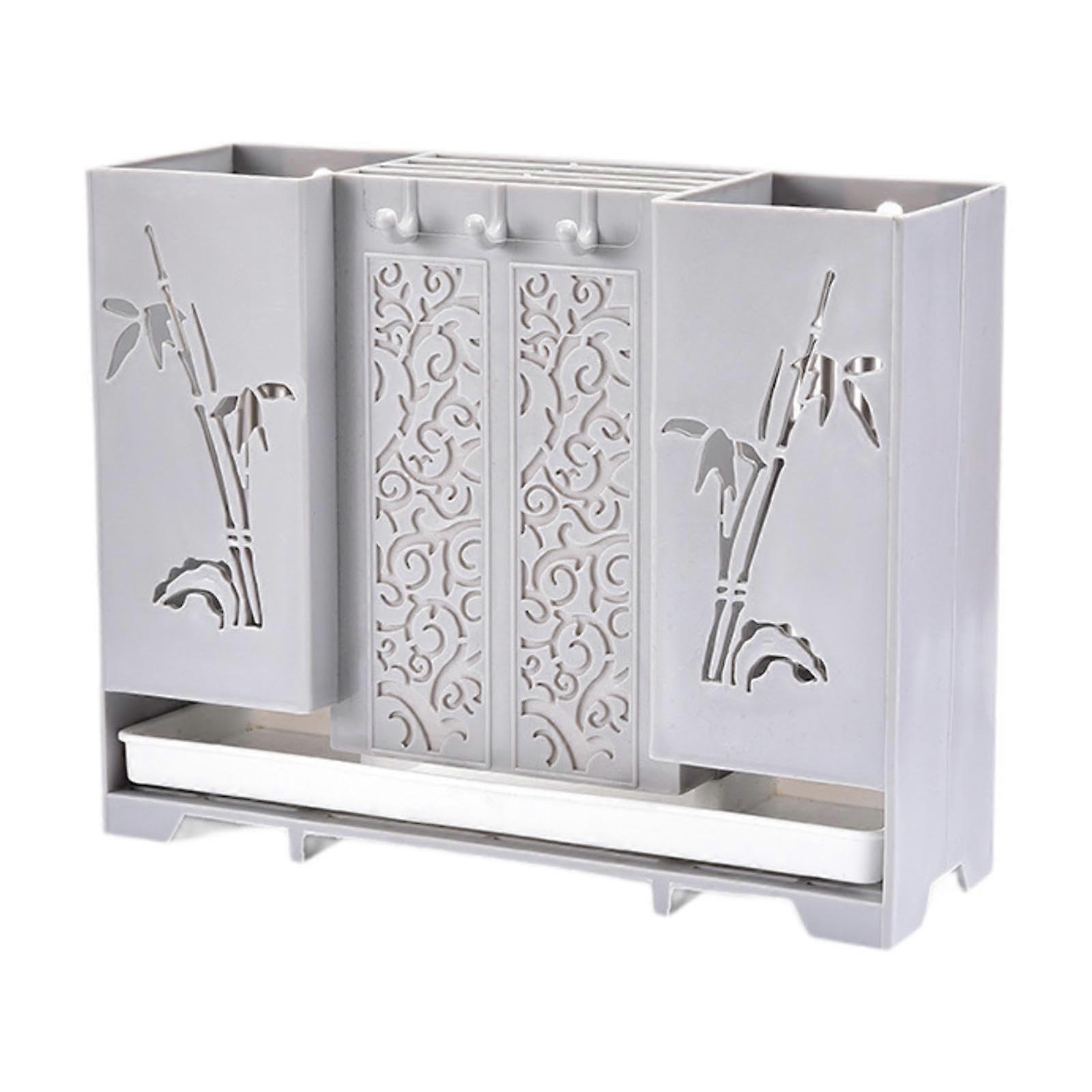 Cutlery Drainer For Sink With Utensil Holder And Chopsticks Storage 24x8x19 Cm Light Gray