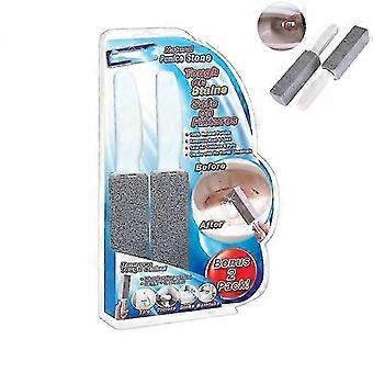 2-Piece Pumice Stone Cleaning Brush with Handle for Toilets and Stubborn Stains