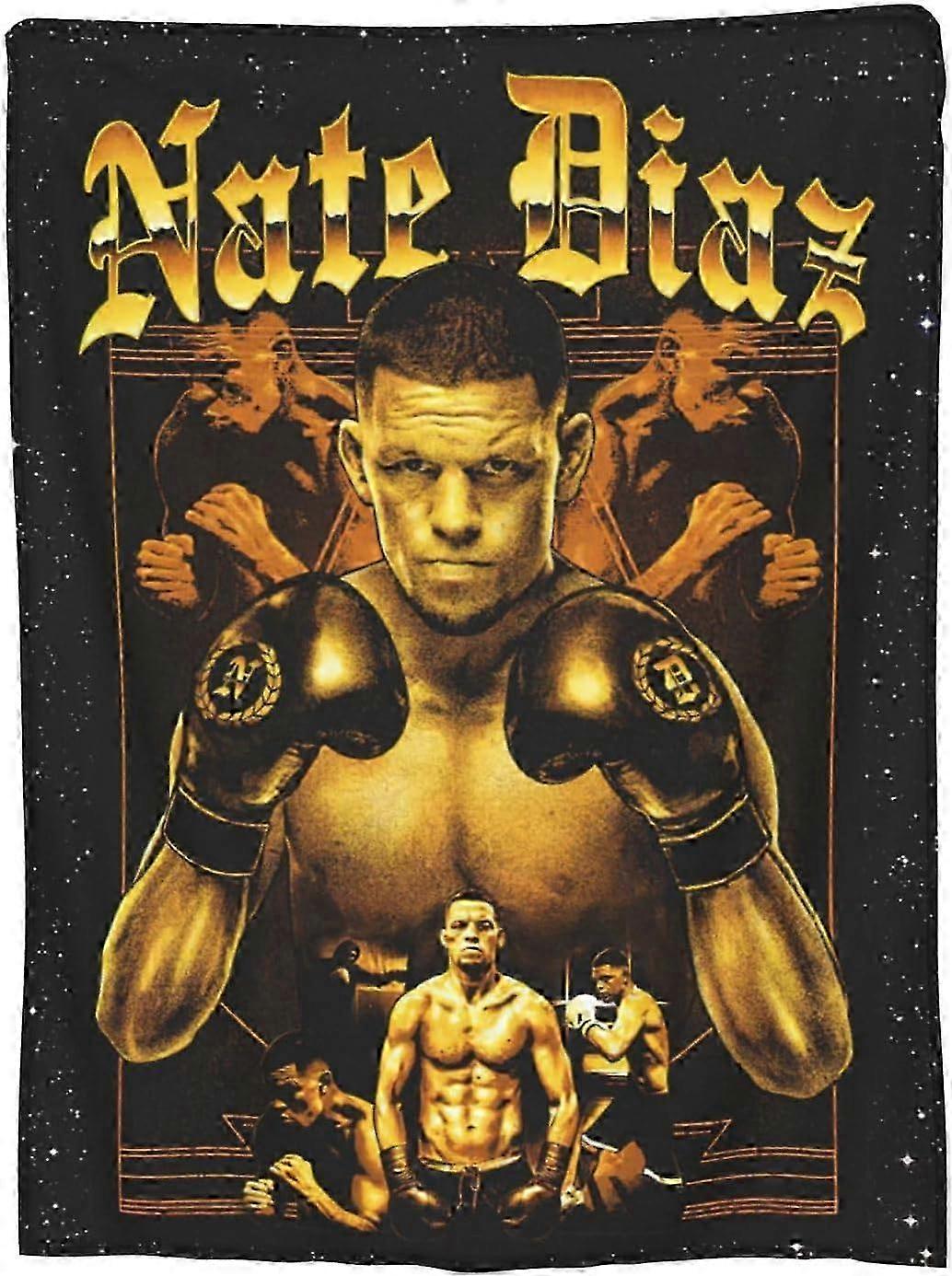 2025 Nate Fighting Diaz Filt, Kasta filt för soffa, Säng och soffa Bekväma filtar för hela säsongen Varma sofffiltar Fuzzy Filt