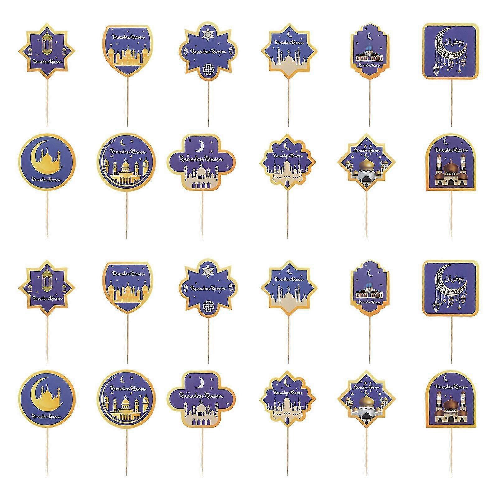 36Pcs EID Theme Design Cake Picks Baking Dessert Decoration Ramadan Supply