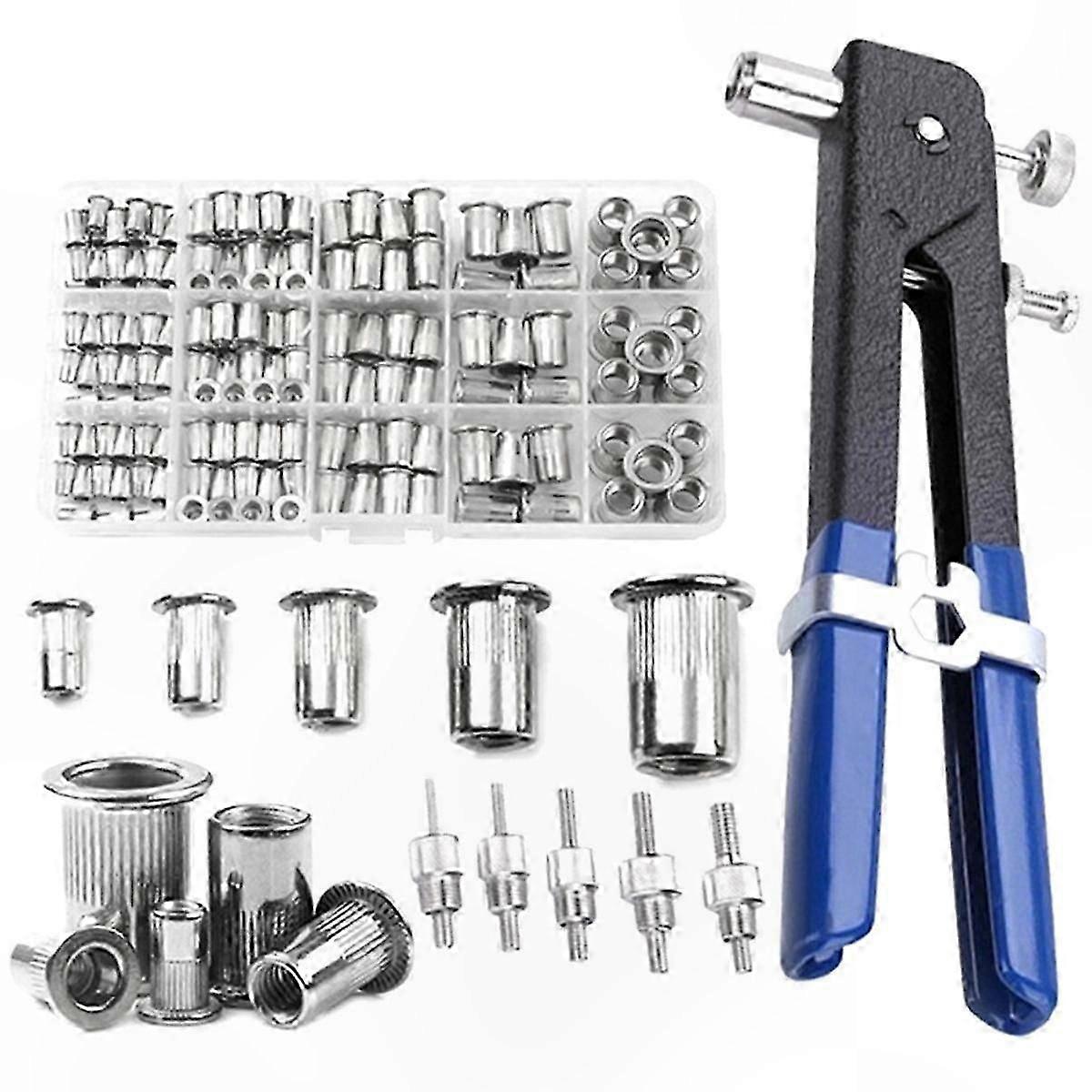 150 Pieces Rivet Nuts Tool Set with Pliers for M3/M5/M6/M8 Mandrel Repair Applications