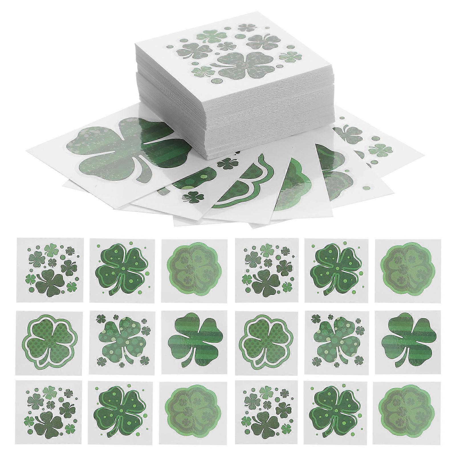 St. Patricks Day Face Stickers 1 Set Clover Facial Decor Suitable For Party Handouts Assorted Color Including 72Pcs