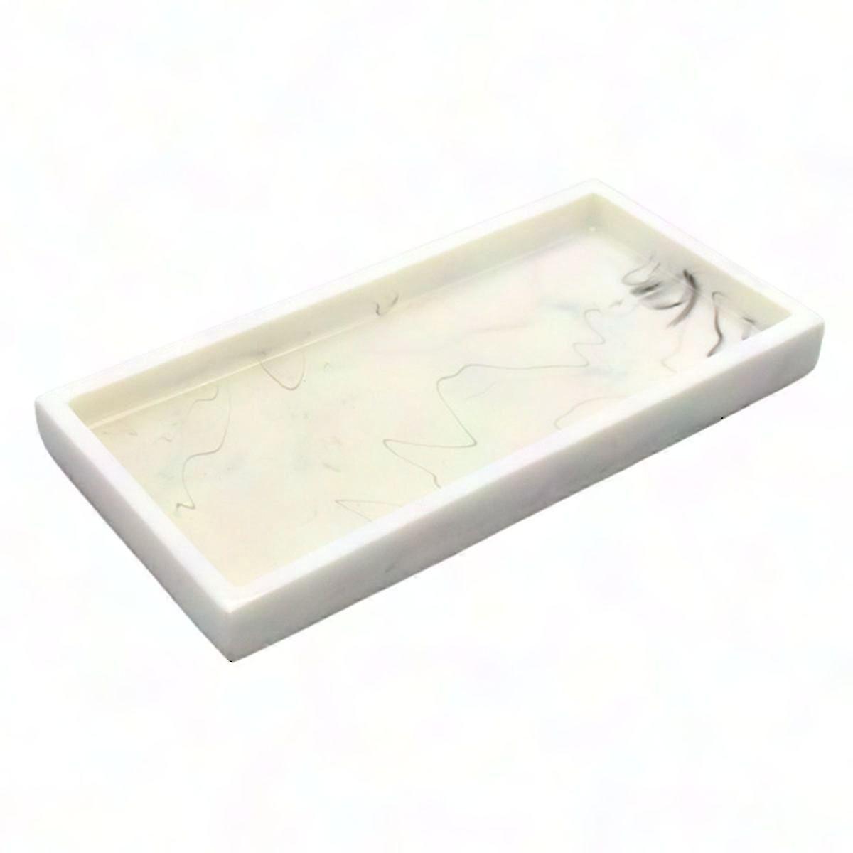 Marble Resin Tray Non-Slip Rectangular Soap Dish Bathroom Countertop Storage Plate