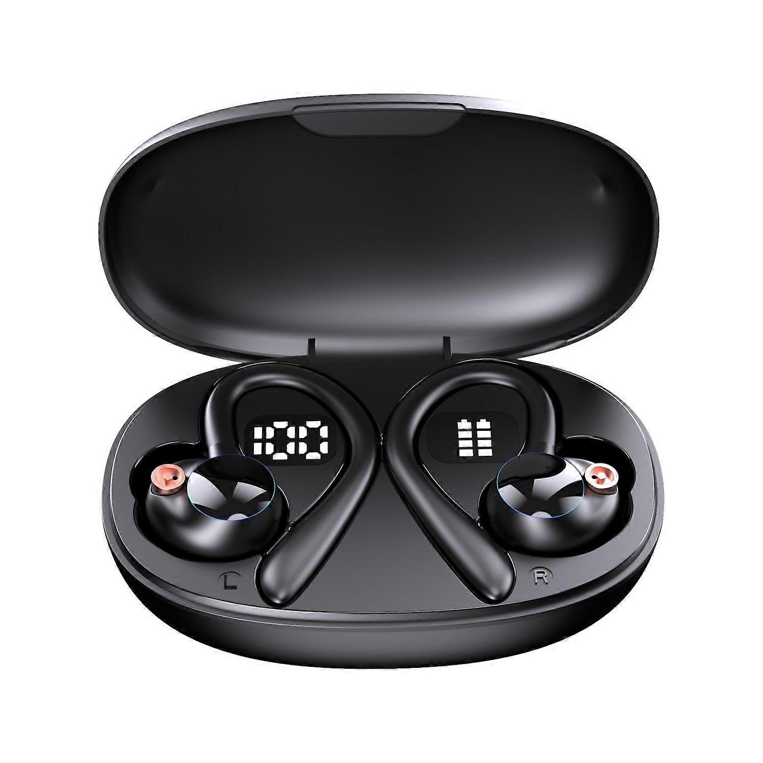 Wireless Earhook Earbuds Bluetooth 5.3 Stereo with HD Microphone for Sports(Black)