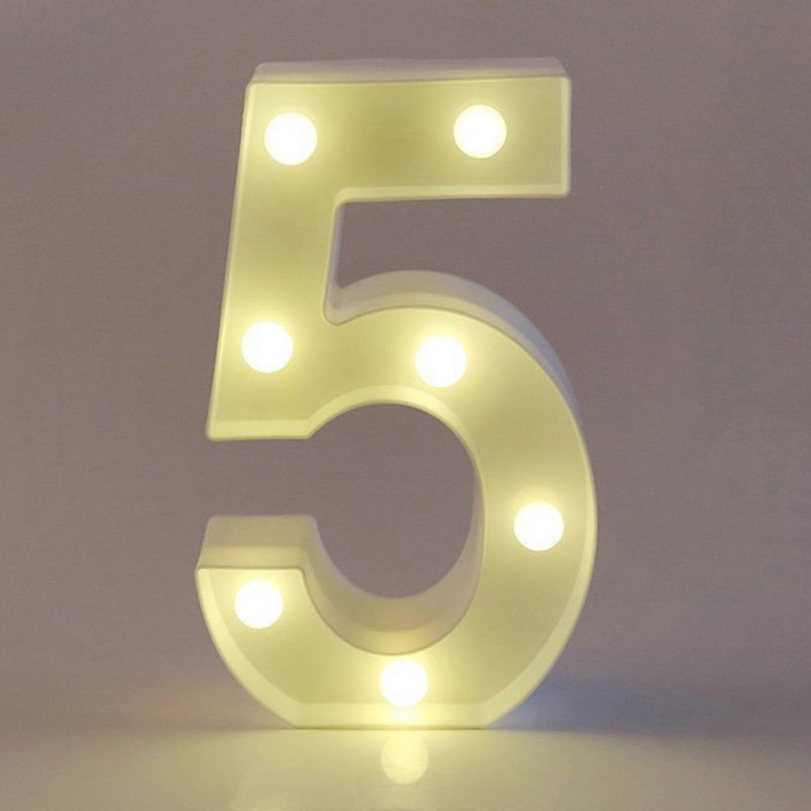 Wedding Decor Letter Night Lights Luminous Letters Decorative Numbers With LED Light 16 cm Number 5 Color 5 Warm Ambient