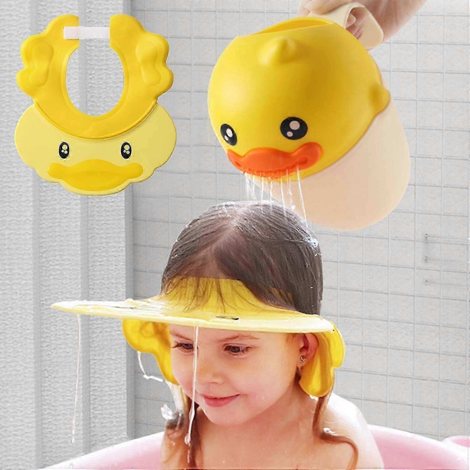 Shampoo Cap Shower Silicone Cap Soft Adjustable Visor Head Guard Shampoo Cap For Toddlers(Yellow) -HK908