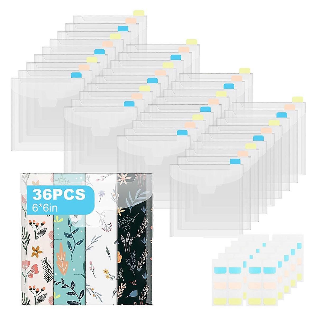 36Pcs 6x6 Inch Clear Scrapbook Paper Storage with 60 Pcs Sticky Index Tabs Scrapbook Organizer Craft Paper Storage