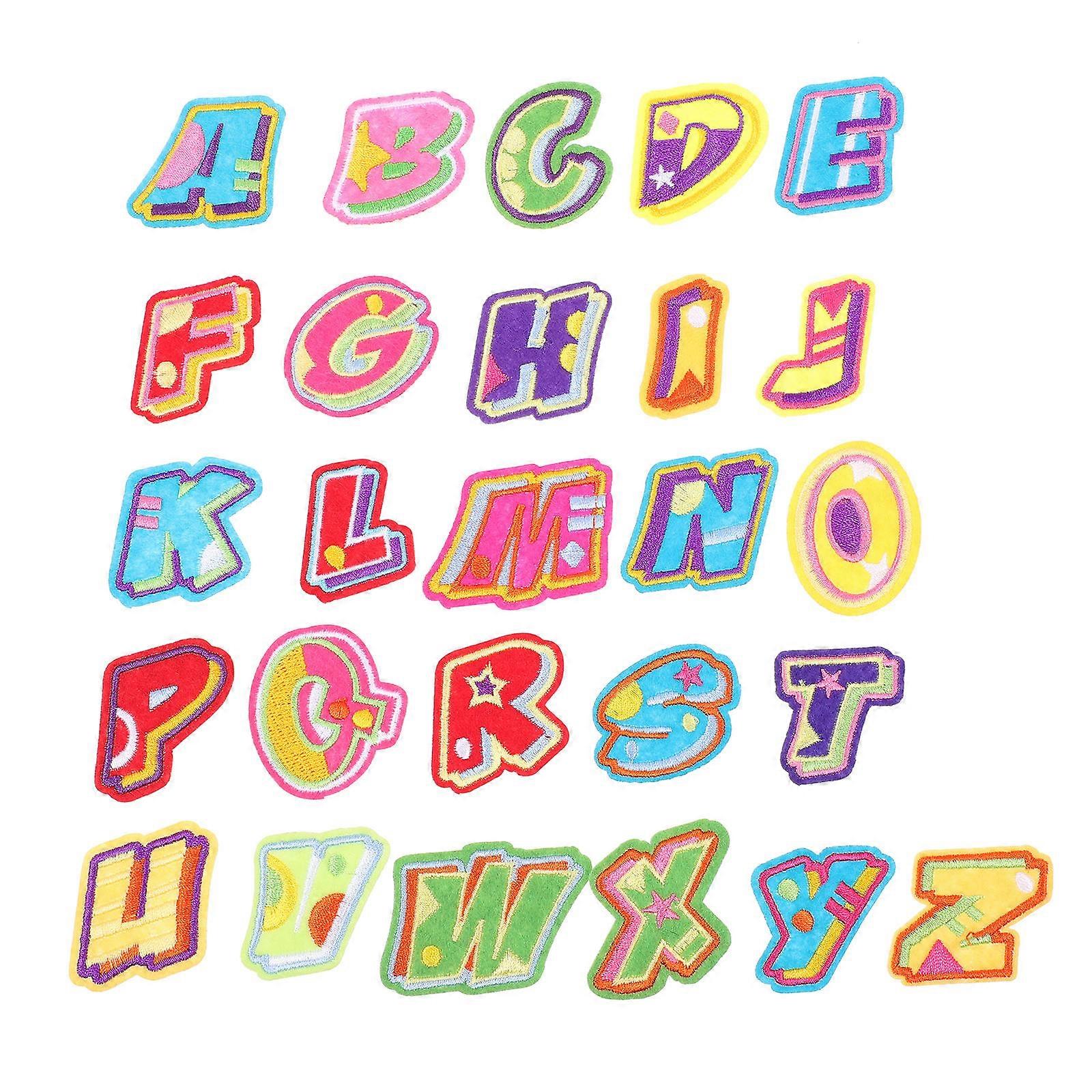 Assorted Color Iron on Patches Letters Hand-Craft Alphabet Letter Patches 26Pcs