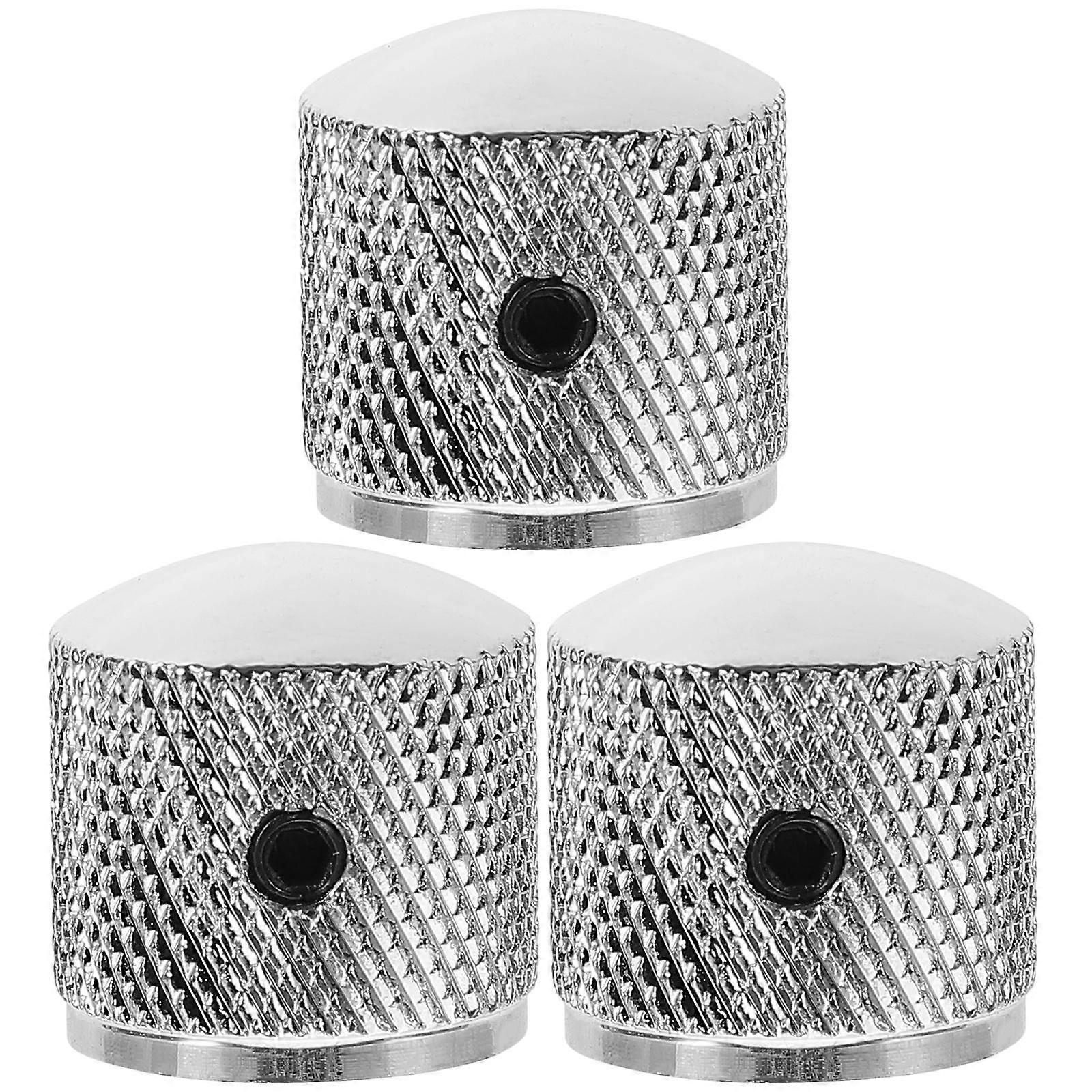 Silver Guitar Volume Control Knobs for Guitar Use 3Pcs Metal Potentiometer Replacement