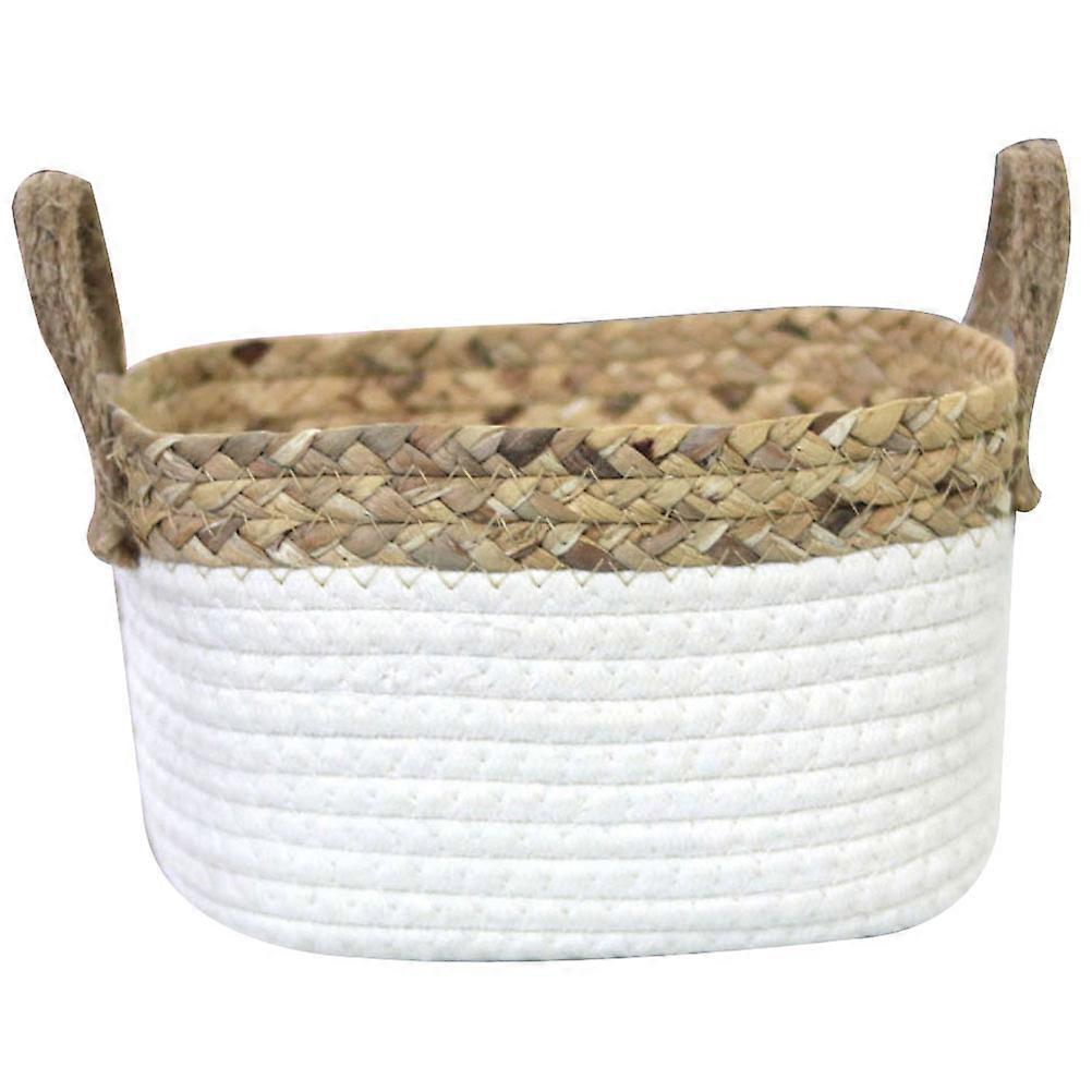 Cotton Rope Basket with Handles for Storage Portable Sundries Holder Book Organizer