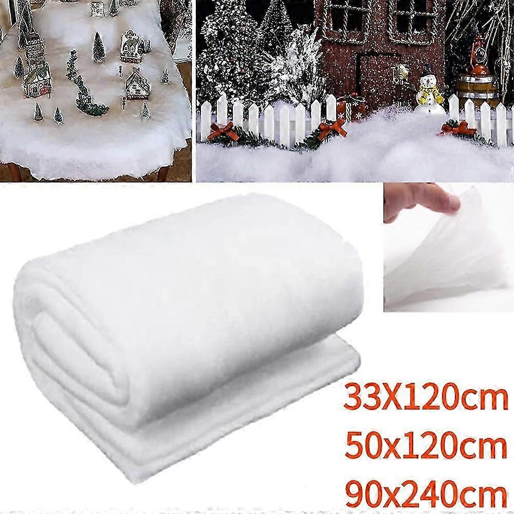 Artificial Christmas Snow Roll White Snow Mat Snow Blanket Soft Cotton Prop for Tree Xmas Village Backdrop Tree Decorations Mat