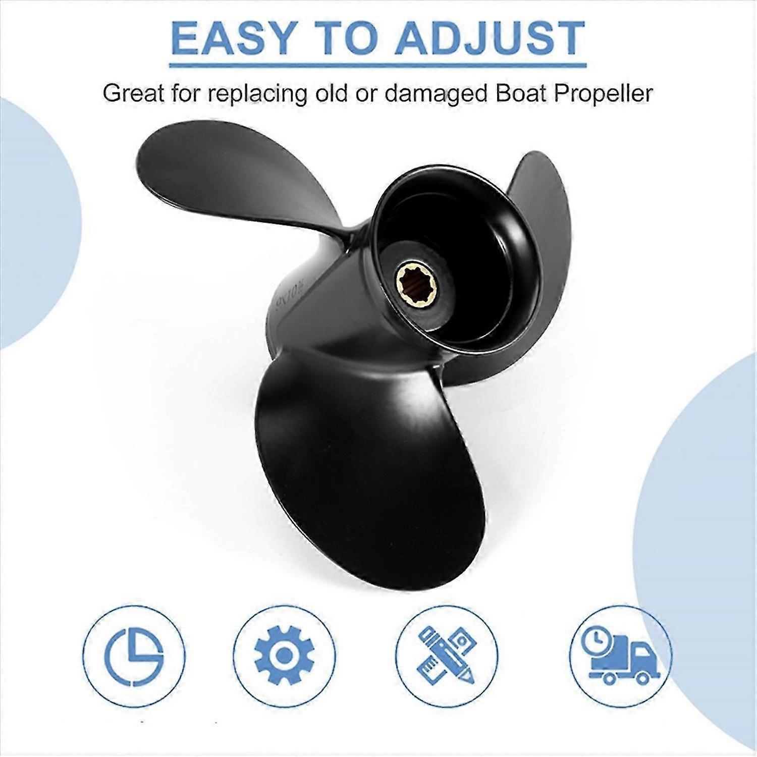 48-828158A12 Aluminum Boat Outboard Propeller 9X10 1/2 8 Spline Tooth 3 Blade Propeller for Mercury