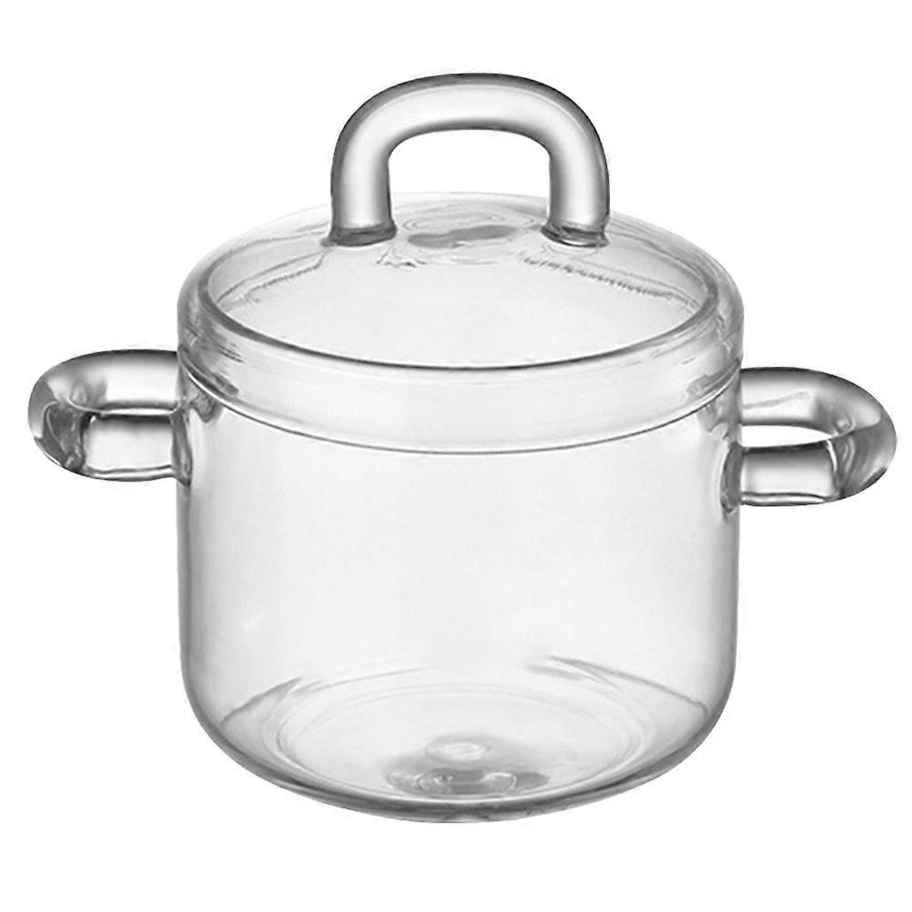 Transparent Glass Simmer Pot with Lid for Soup Cooking 350ml Stovetop Use